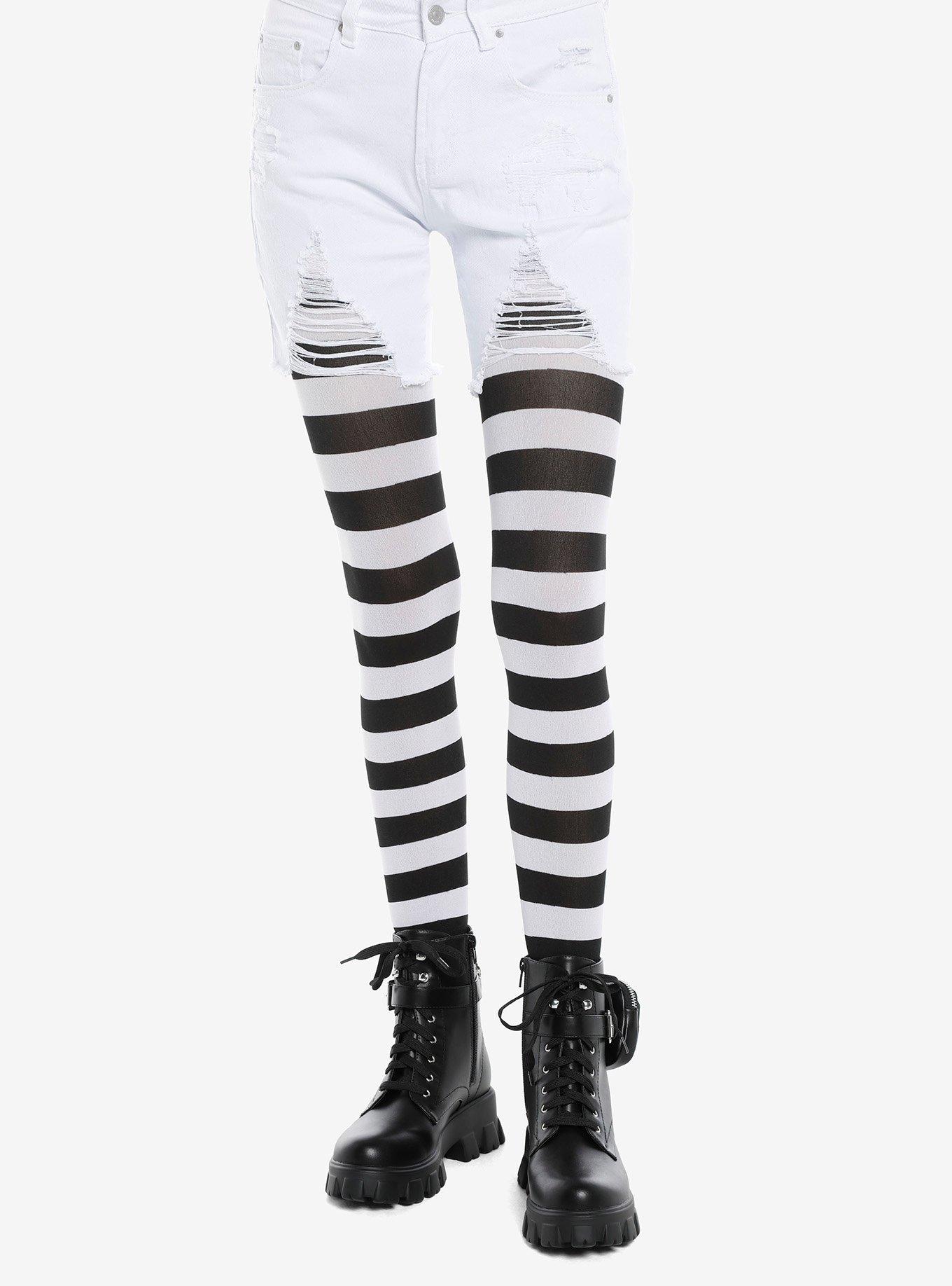 Black & White Stripe Tights, , hi-res