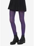 Purple & Black Stripe Tights, , hi-res