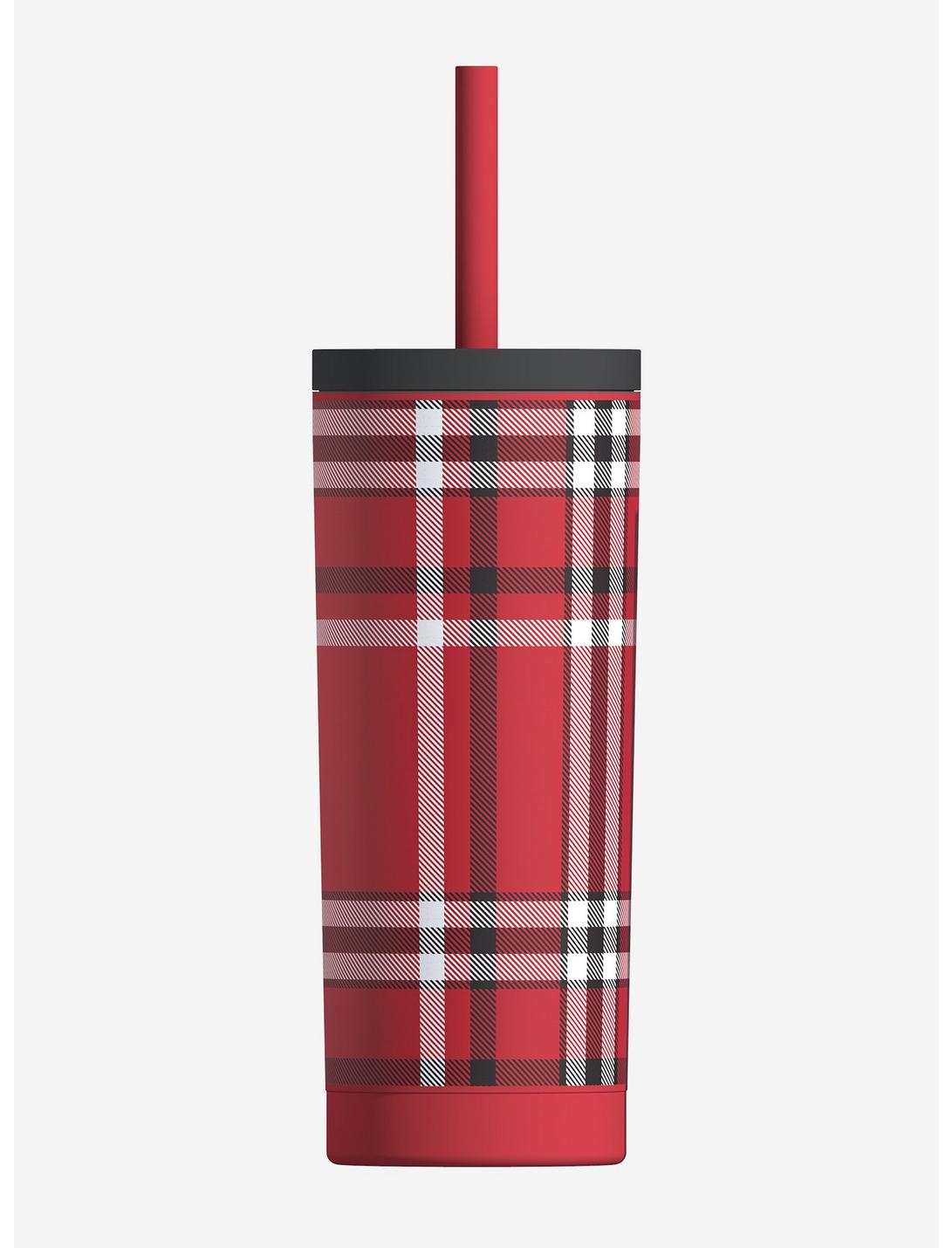 Asobu Red Plaid Super Sippy Tumbler With Straw, , hi-res