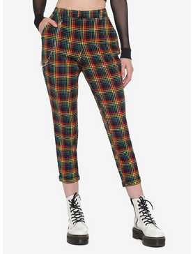 Rainbow Plaid Pants With Detachable Chain, , hi-res