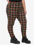 Rainbow Plaid Pants With Detachable Chain Plus Size, RAINBOW, hi-res