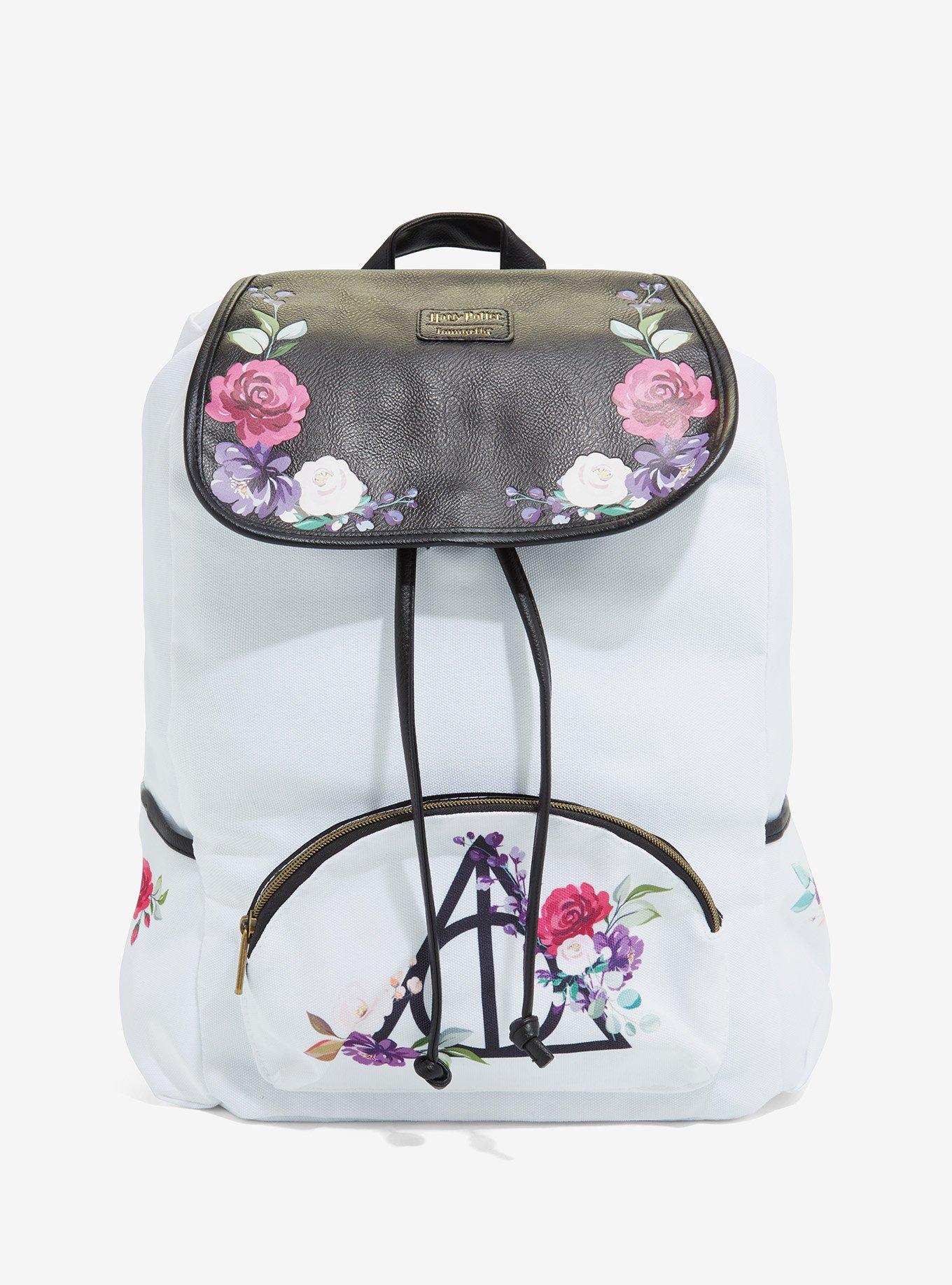 Loungefly Harry Potter Deathly Hallows Floral Slouch Backpack, , hi-res