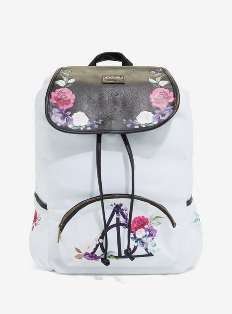 Loungefly Harry Potter Deathly Hallows Floral Slouch Backpack | Hot Topic