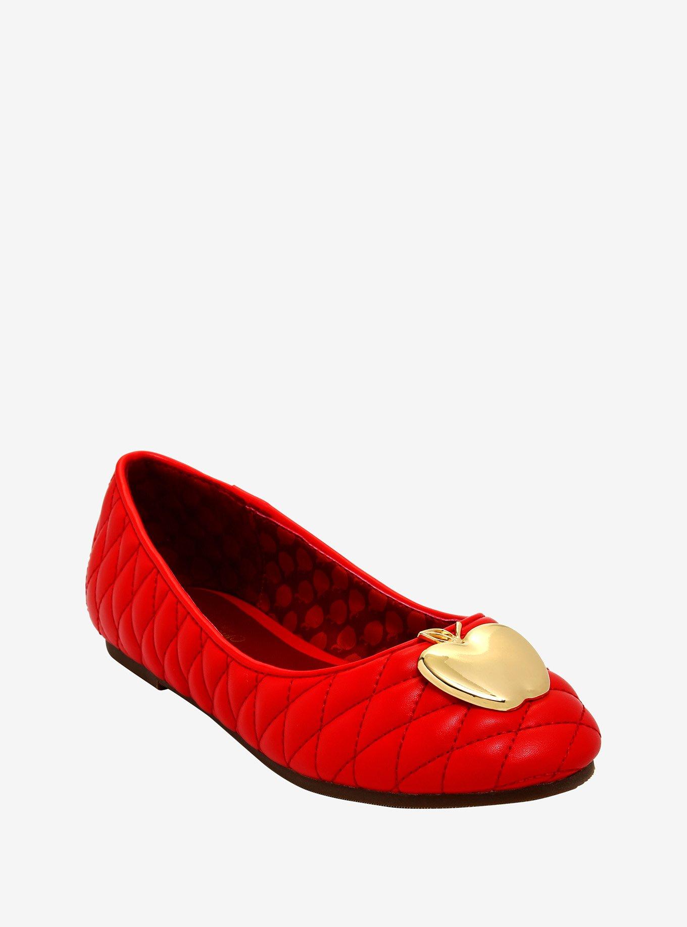 Disney Snow White And The Seven Dwarfs Red Quilted Apple Flats | Hot Topic