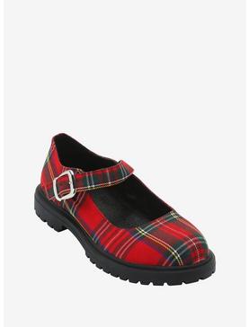 Red Plaid Mary Janes, , hi-res