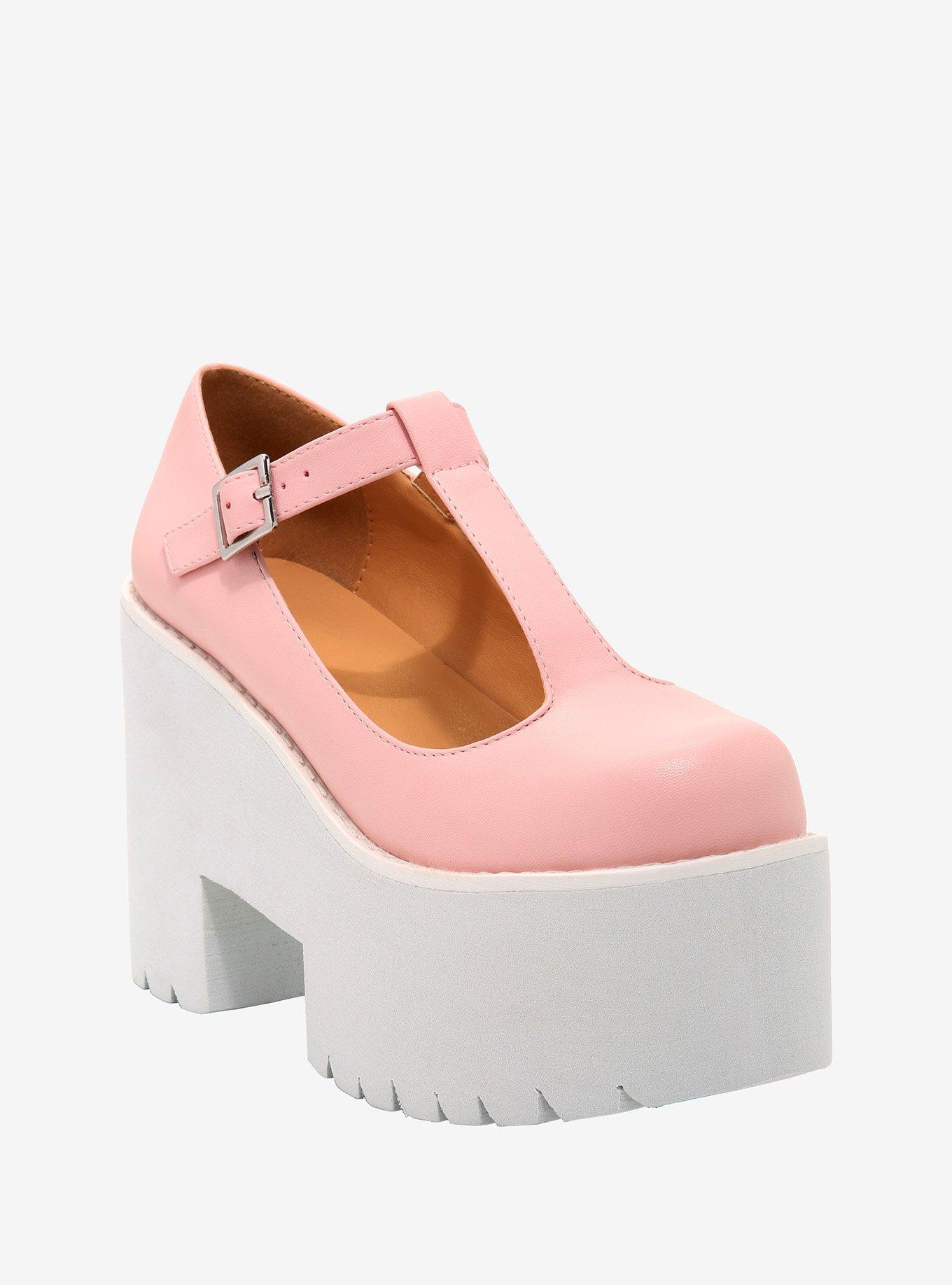 Pastel Pink T-Strap Platform Mary Janes, MULTI, hi-res