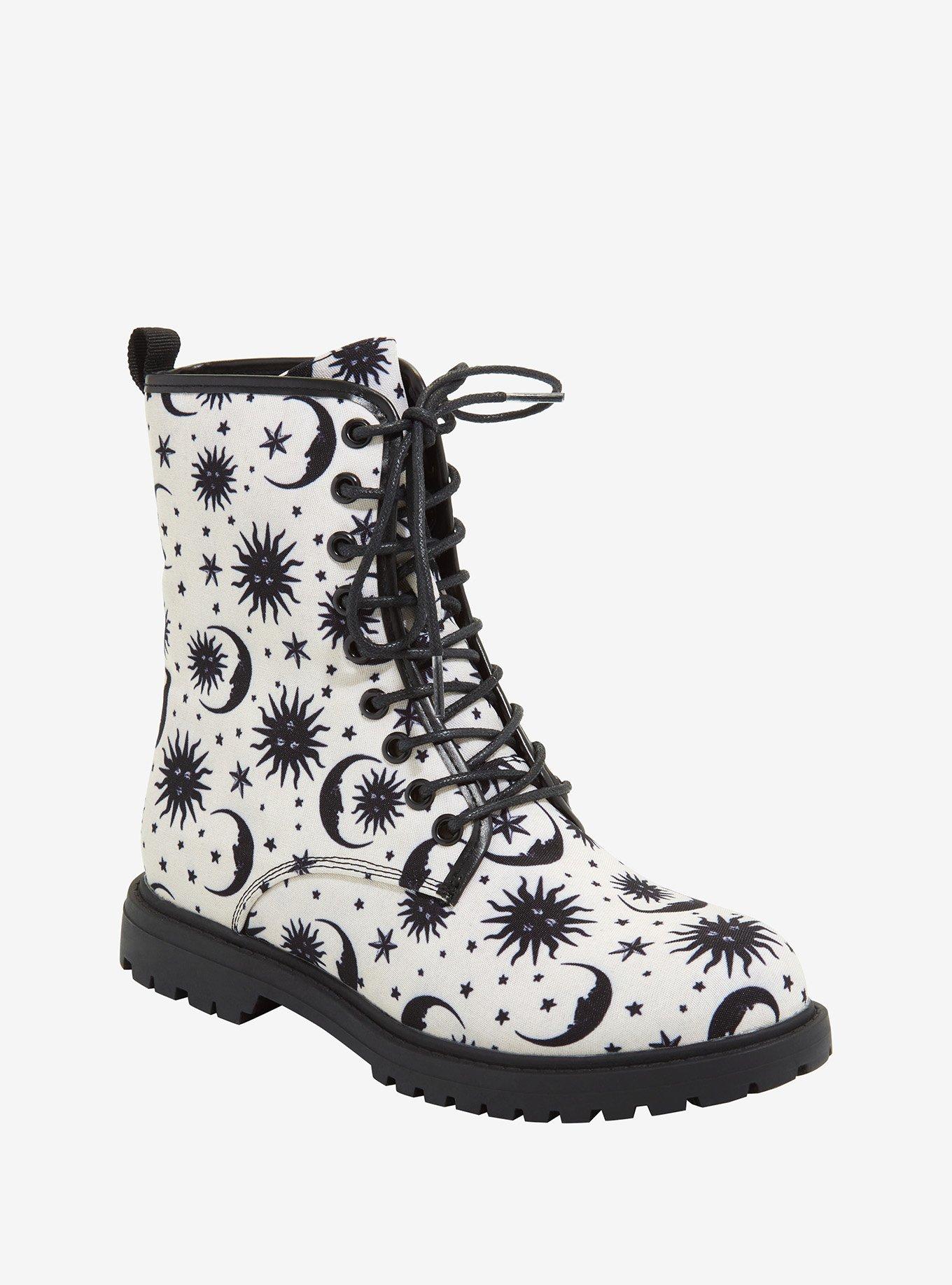 Cream Sun & Moon Combat Boot, MULTI, hi-res