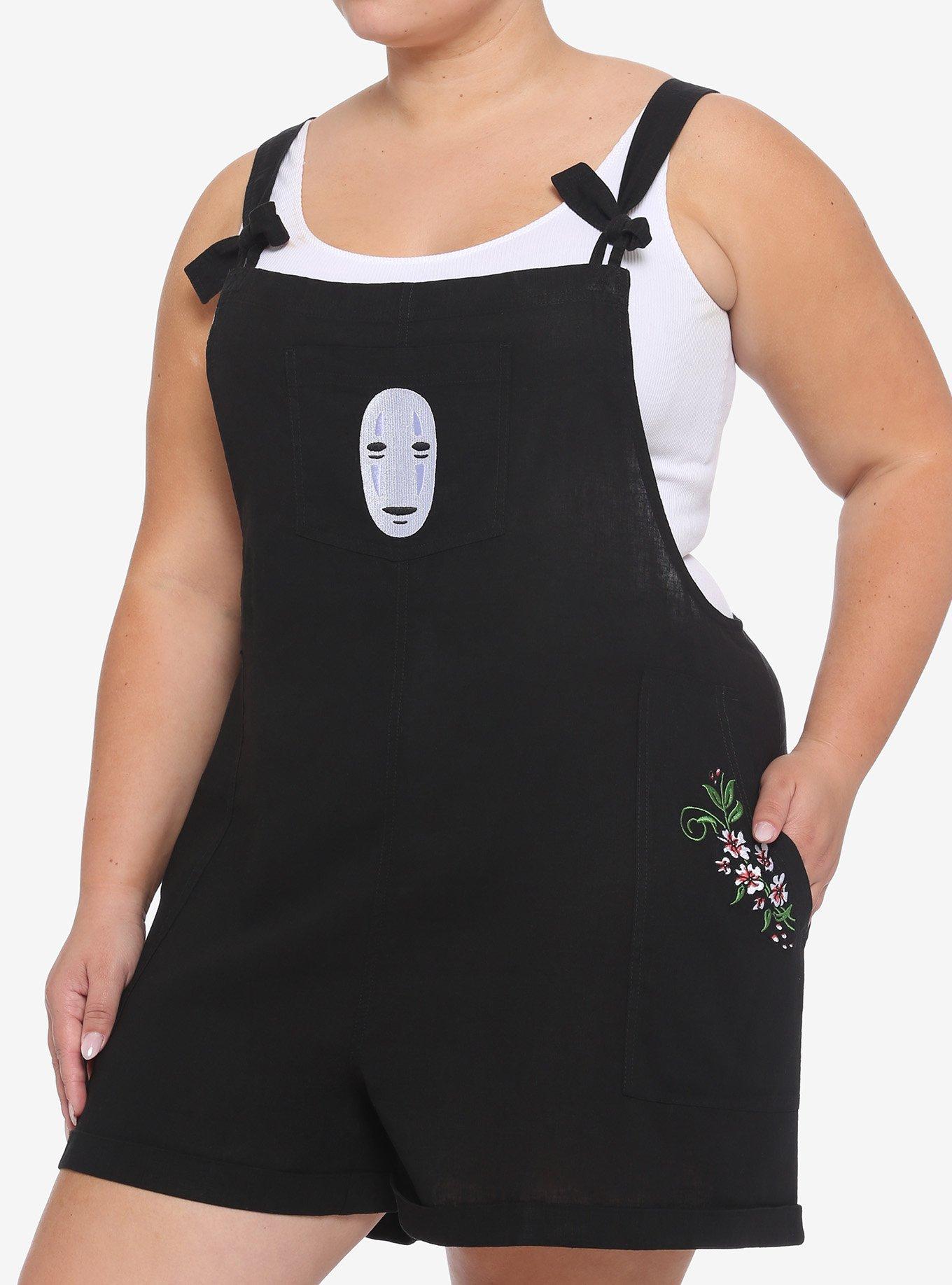 Studio Ghibli Spirited Away No-Face Linen Shortalls Plus Size, MULTI, hi-res