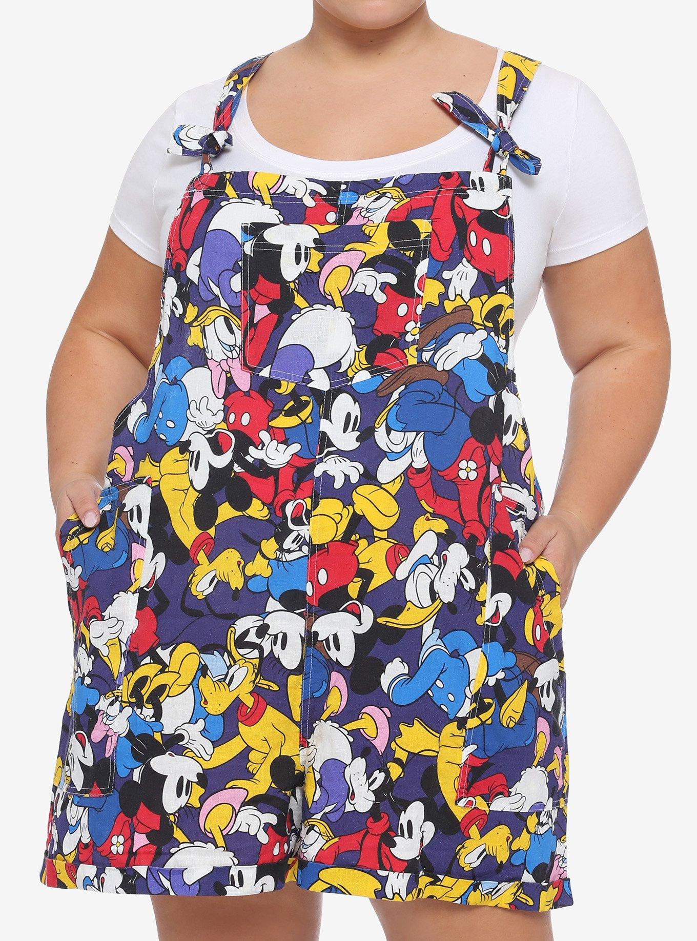 Disney The Sensational Six Tie Linen Shortalls Plus Size, MULTI, hi-res
