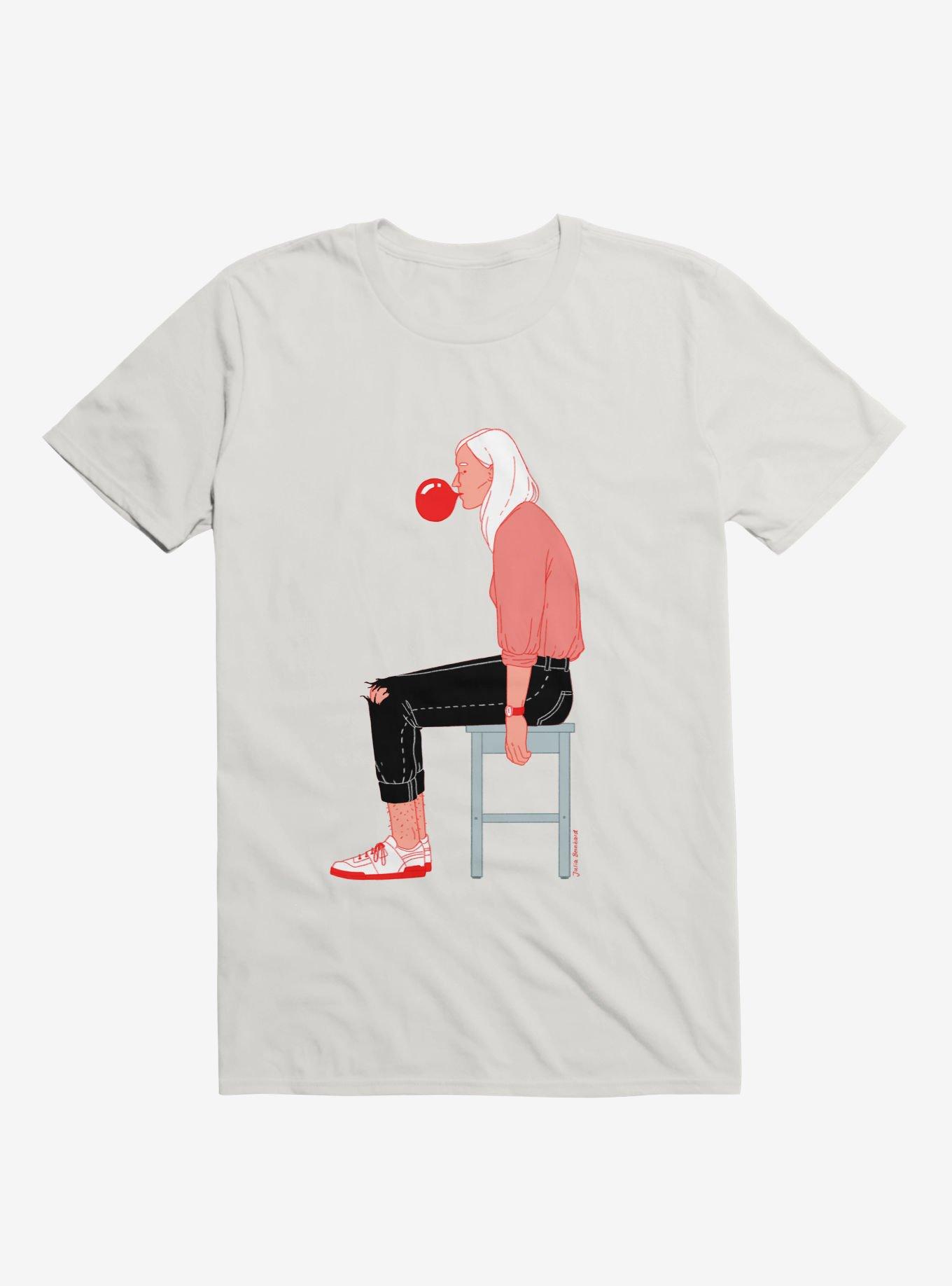 Blowing Bubblegum Girl T-Shirt, WHITE, hi-res