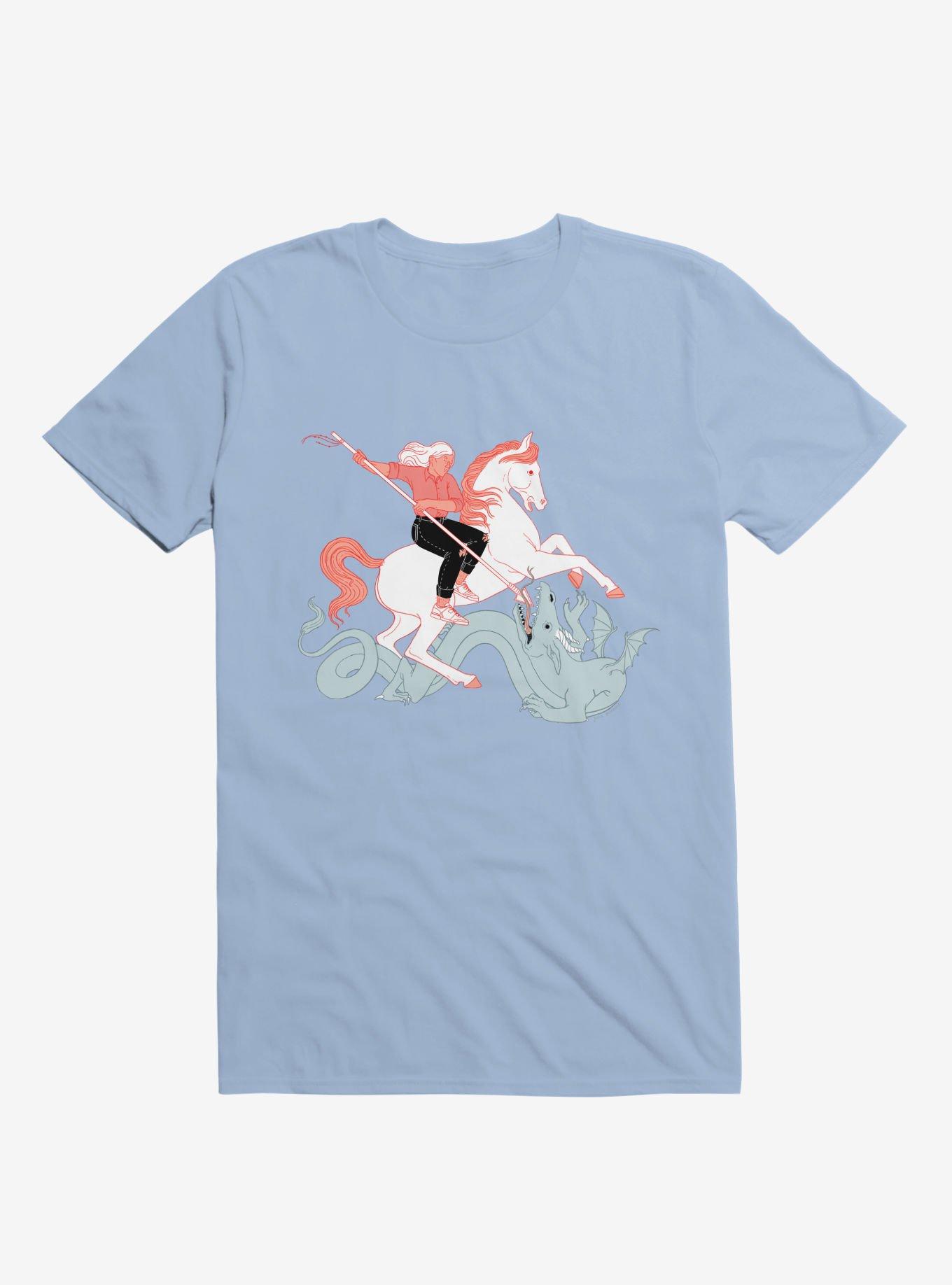 St. Georgia Slaying Dragon T-Shirt, LIGHT BLUE, hi-res
