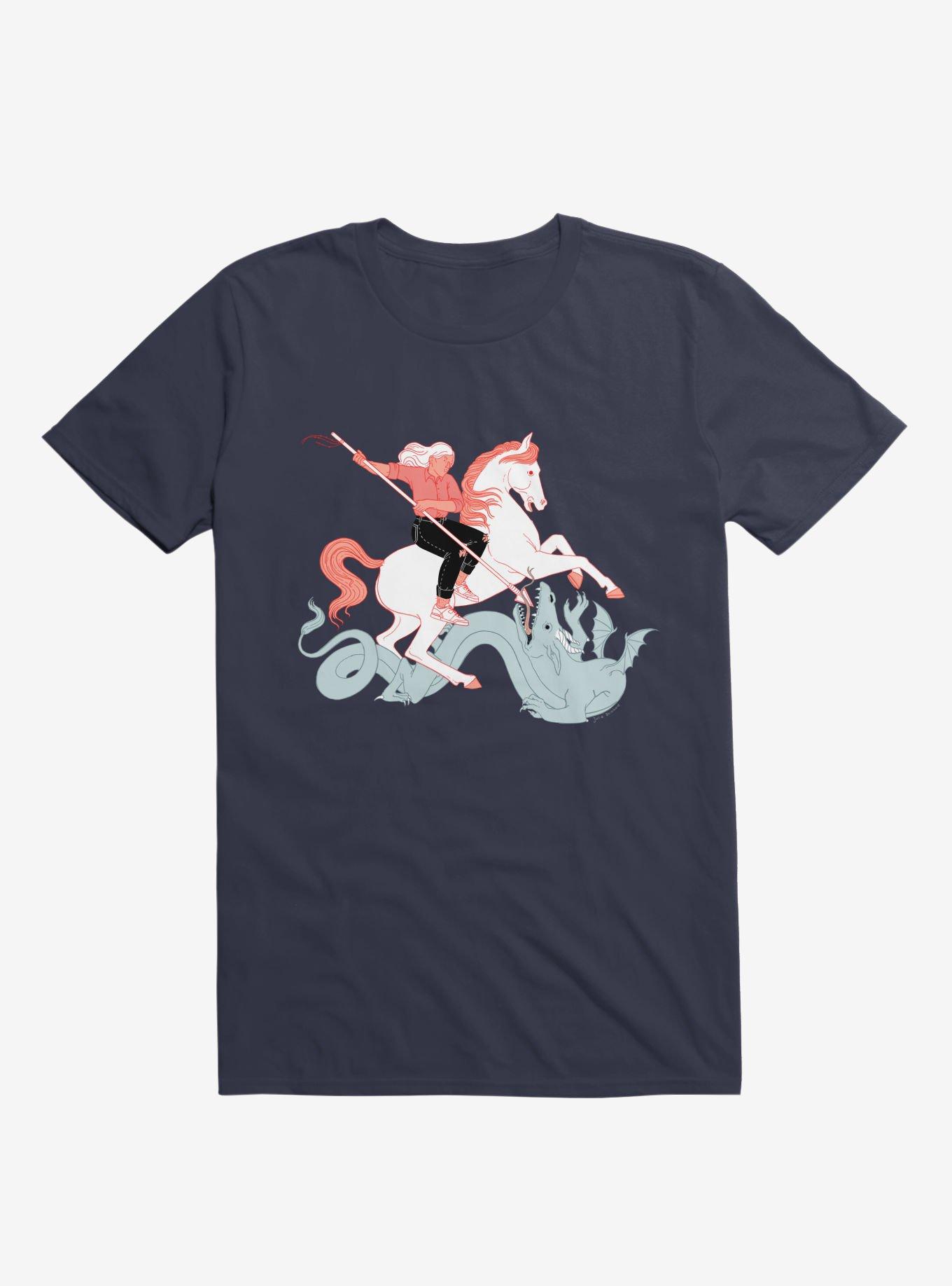 St. Georgia Slaying Dragon T-Shirt, NAVY, hi-res