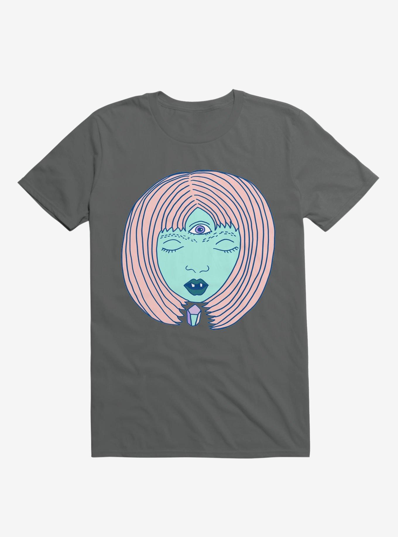 3 Eyed Girl Crystal Charcoal Grey T-Shirt