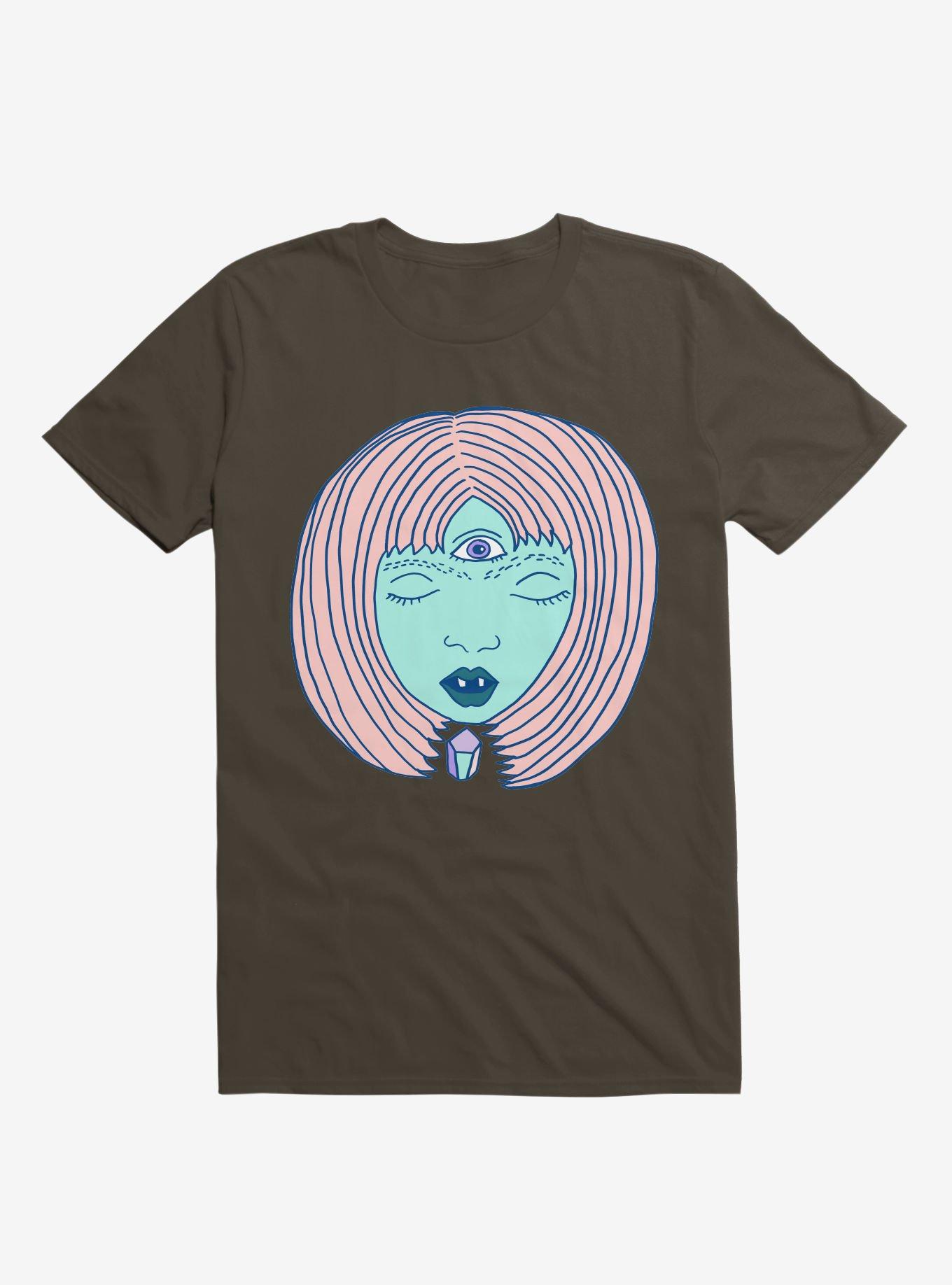 3 Eyed Girl Crystal Brown T-Shirt, BROWN, hi-res