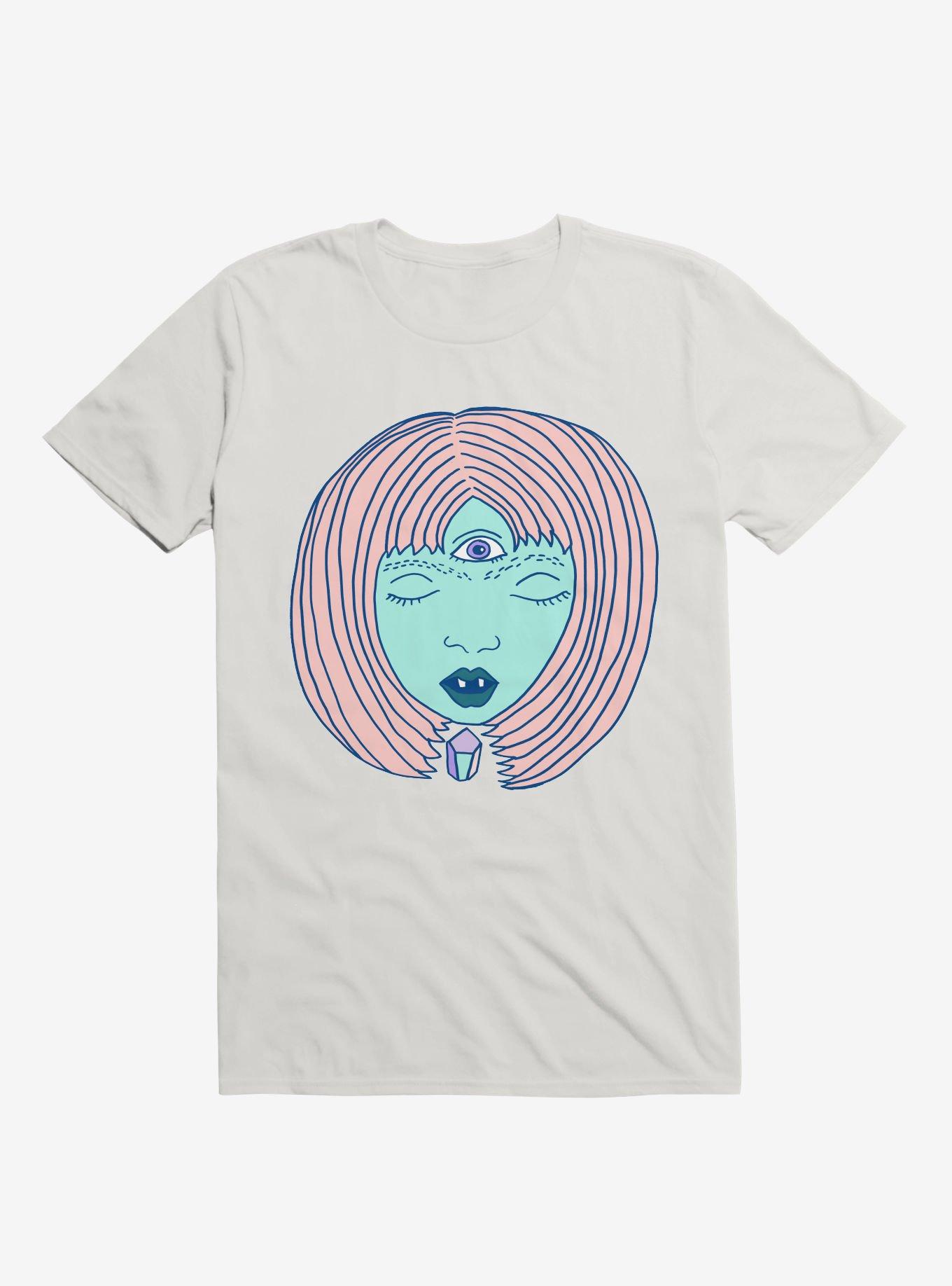 3 Eyed Girl Crystal White T-Shirt, WHITE, hi-res