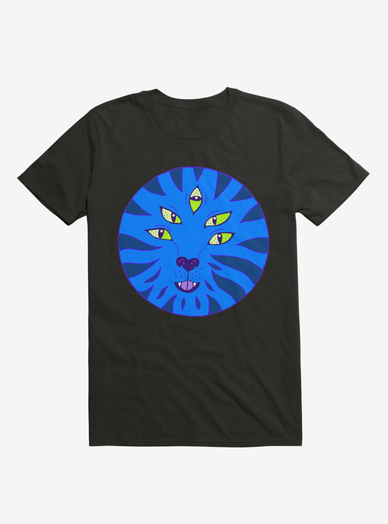Blue Tiger Five Eyes Black T-Shirt, BLACK, hi-res