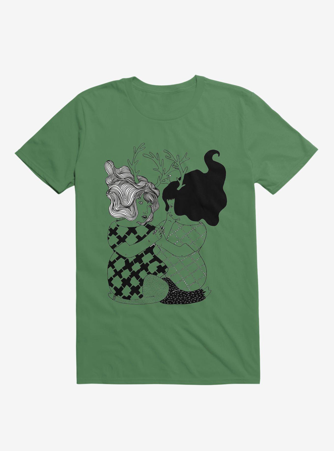 Love Of Two Deer Girls Kelly Green T-Shirt