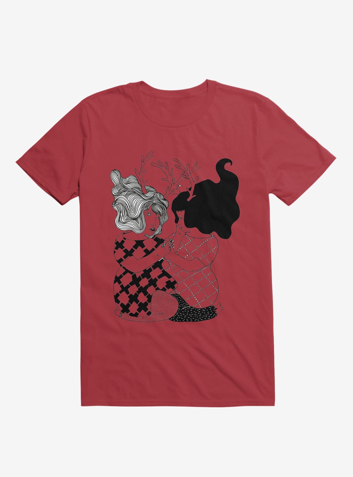 Love Of Two Deer Girls Red T-Shirt, , hi-res