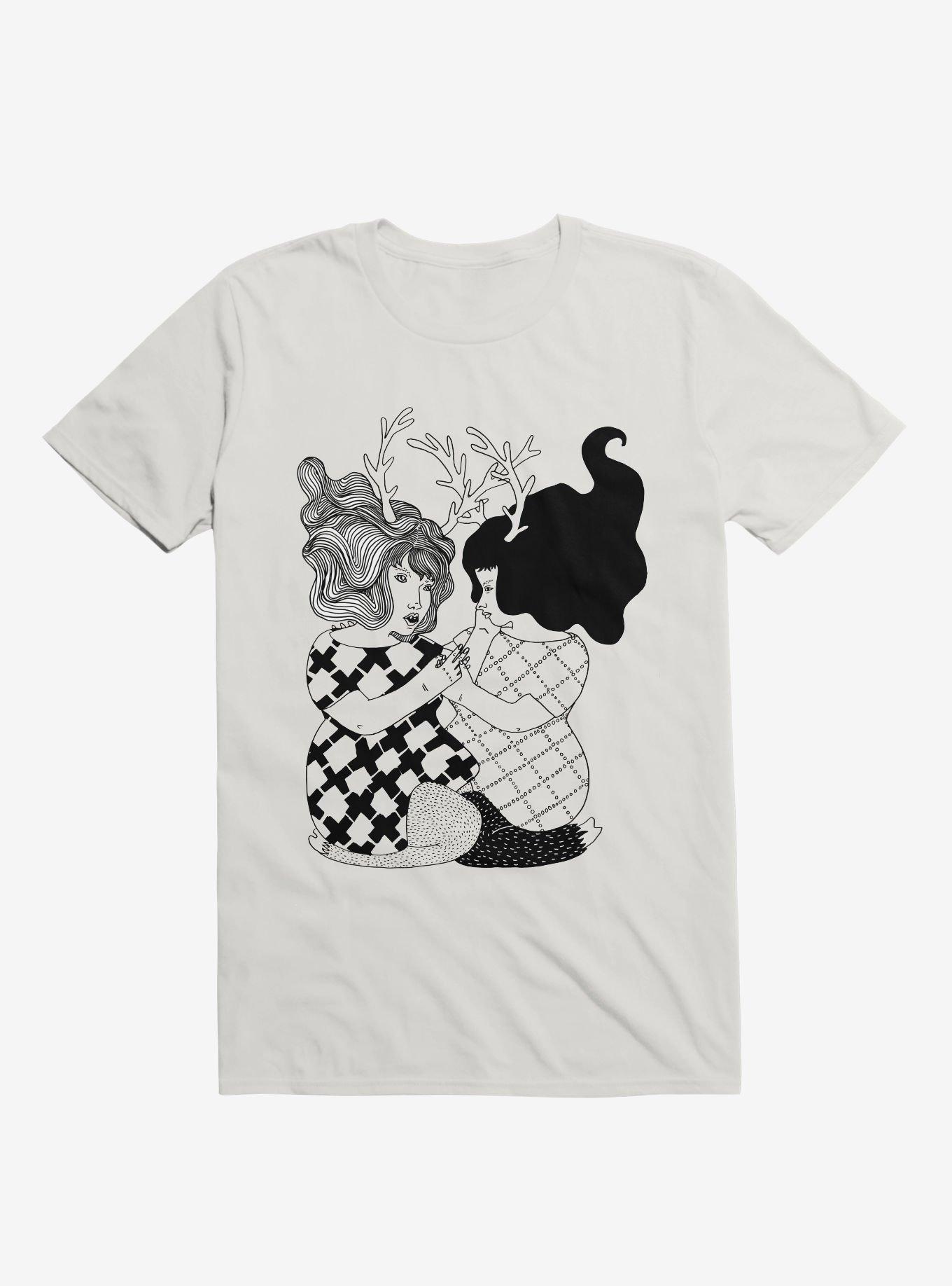 Love Of Two Deer Girls White T-Shirt, , hi-res