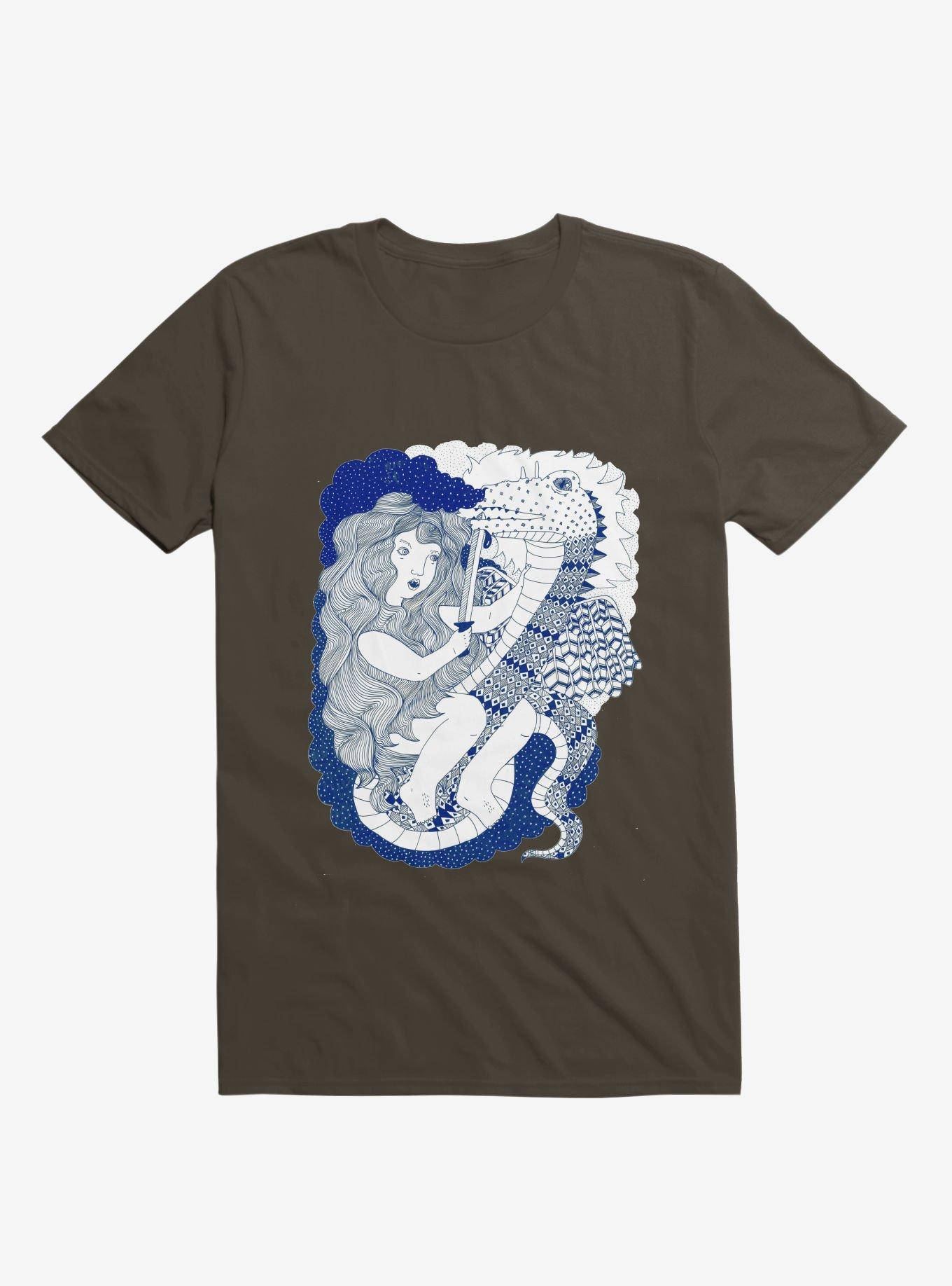 Dragon Slayer Girl Brown T-Shirt, BROWN, hi-res
