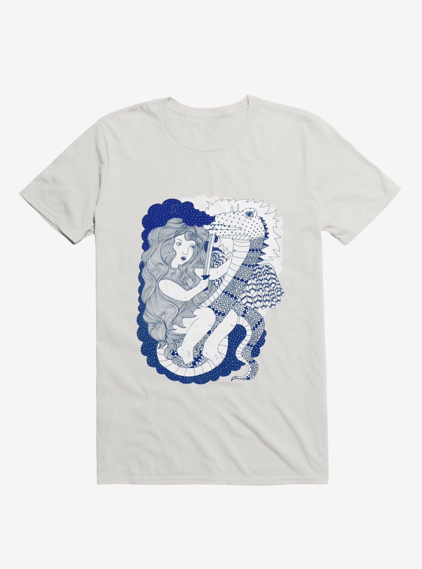 Dragon Slayer Girl White T-Shirt, WHITE, hi-res
