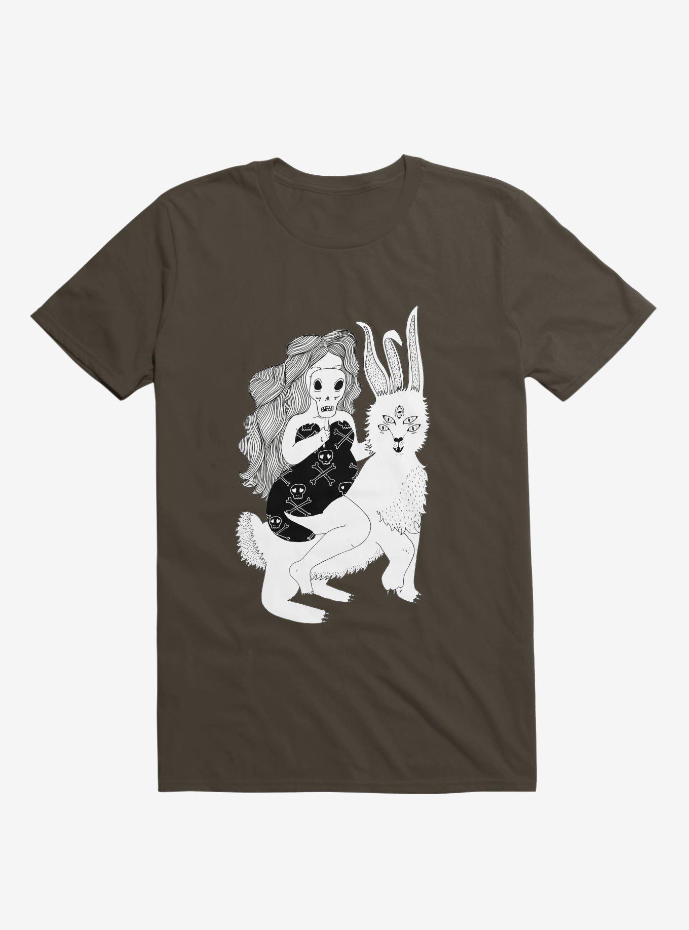 Grimm Reaper Skull Bunny Brown T-Shirt, , hi-res