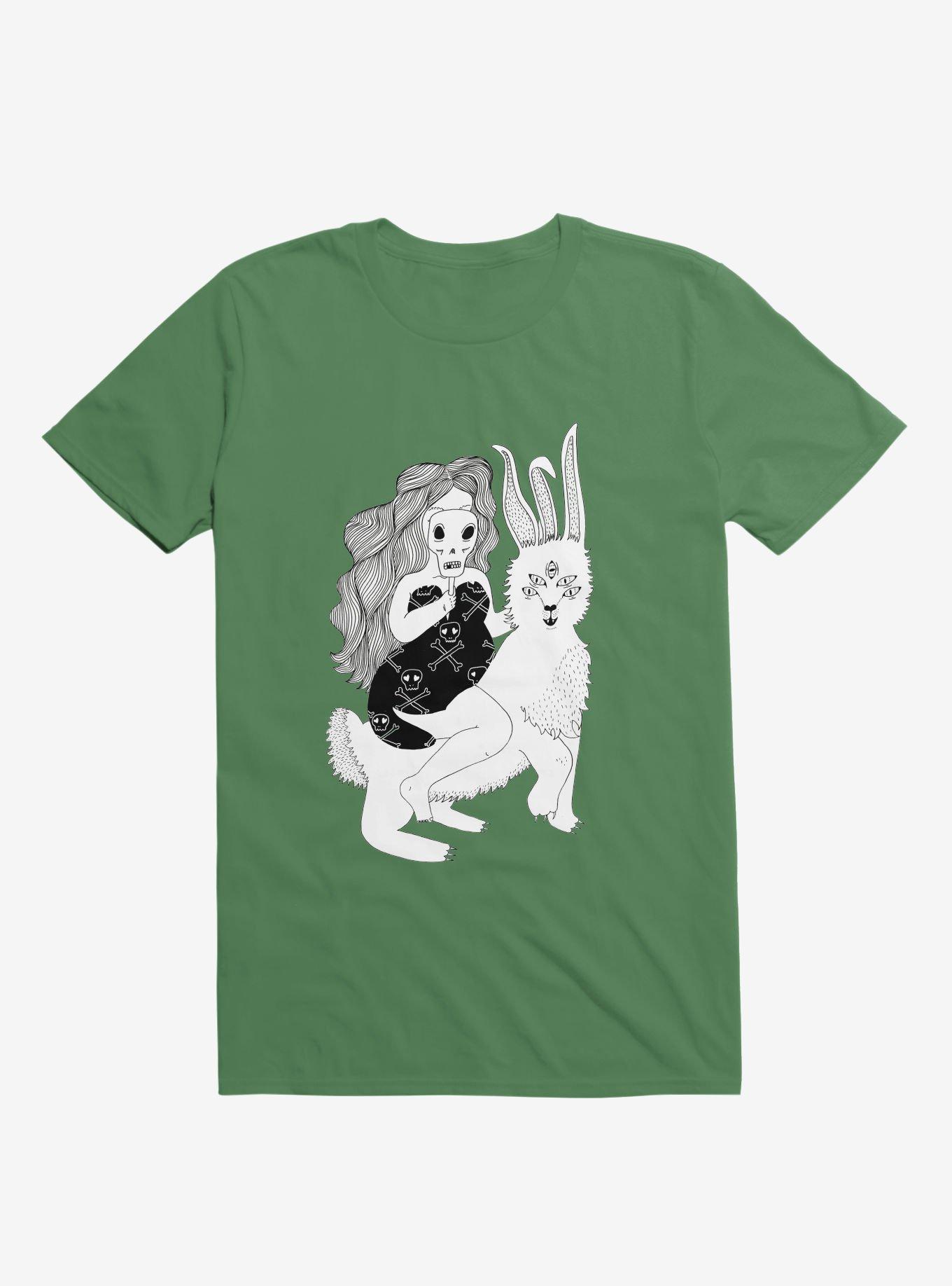 Grimm Reaper Skull Bunny Kelly Green T-Shirt, , hi-res