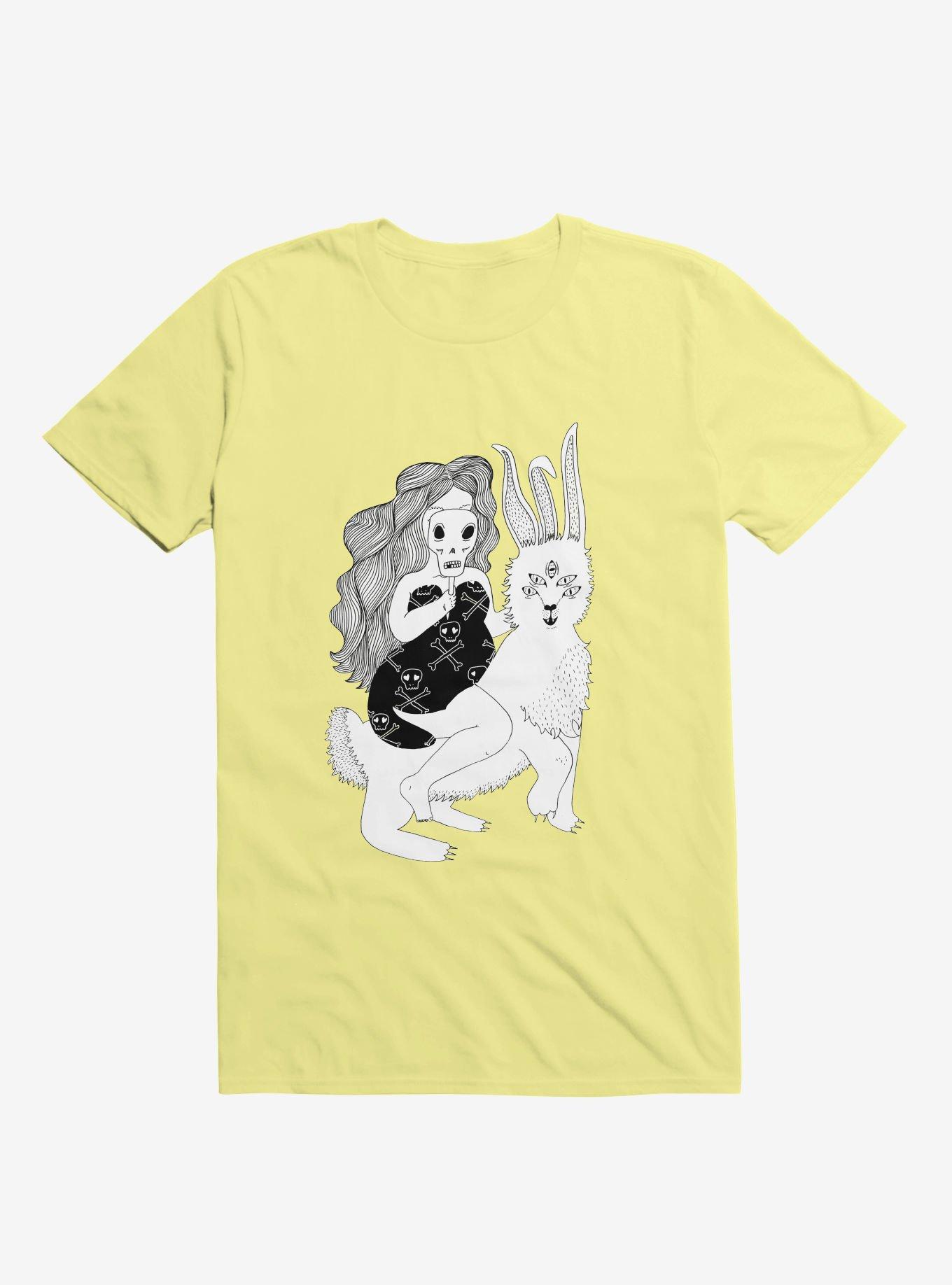Grimm Reaper Skull Bunny Corn Silk Yellow T-Shirt, , hi-res