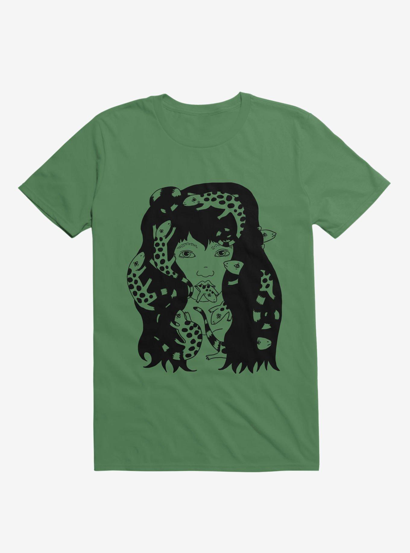 Lizard Eating Girl Lizzie Kelly Green T-Shirt, , hi-res