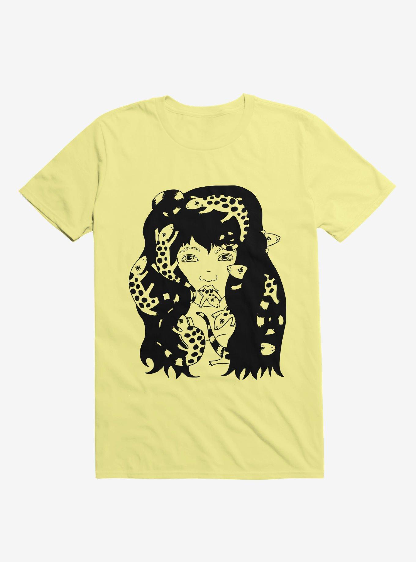 Lizard Eating Girl Lizzie Corn Silk Yellow T-Shirt, , hi-res