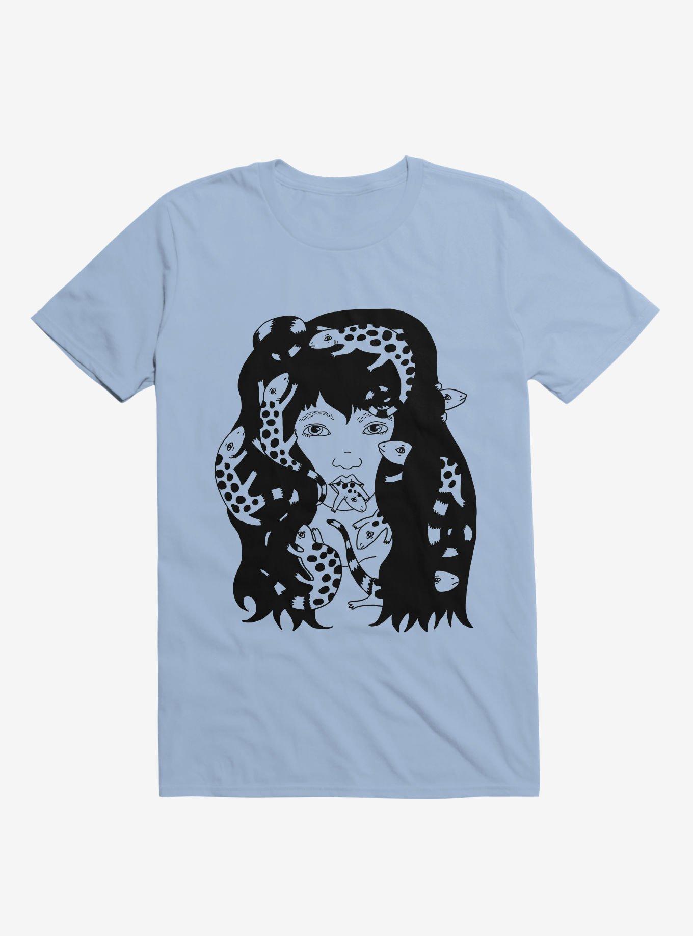 Lizard Eating Girl Lizzie Light Blue T-Shirt, , hi-res