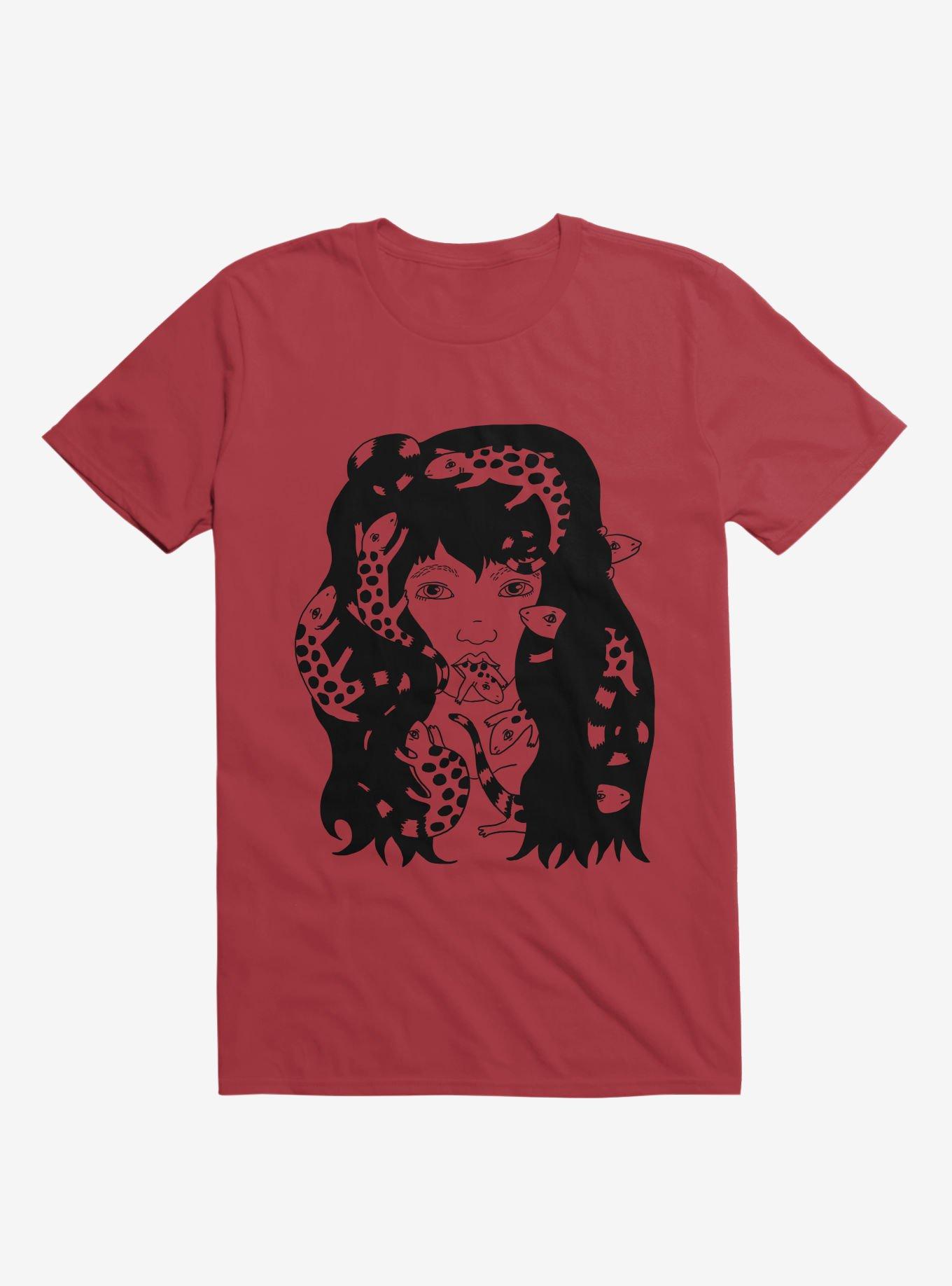 Lizard Eating Girl Lizzie Red T-Shirt, , hi-res