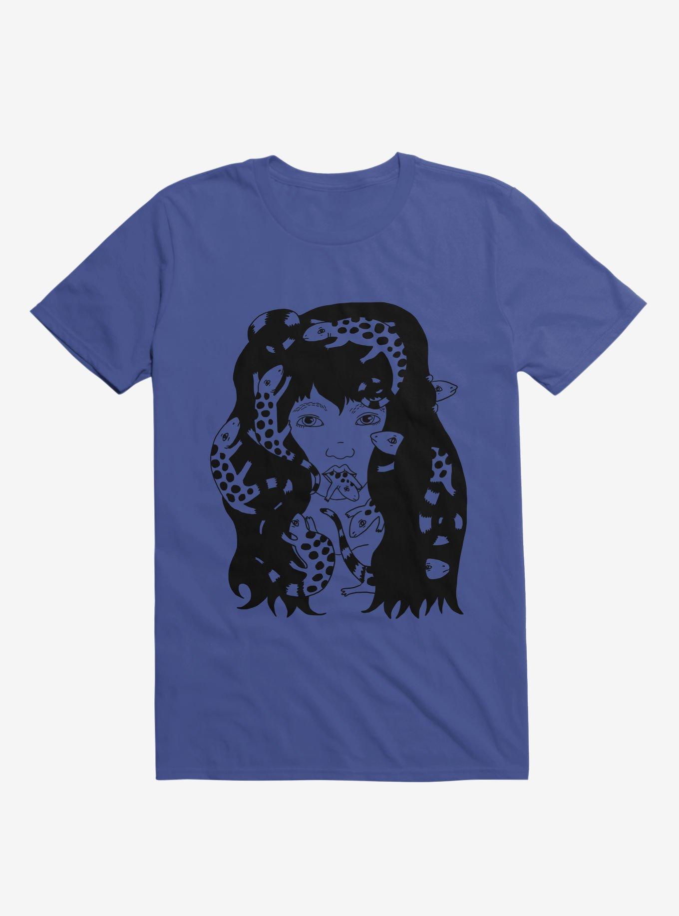 Lizard Eating Girl Lizzie Royal Blue T-Shirt, , hi-res