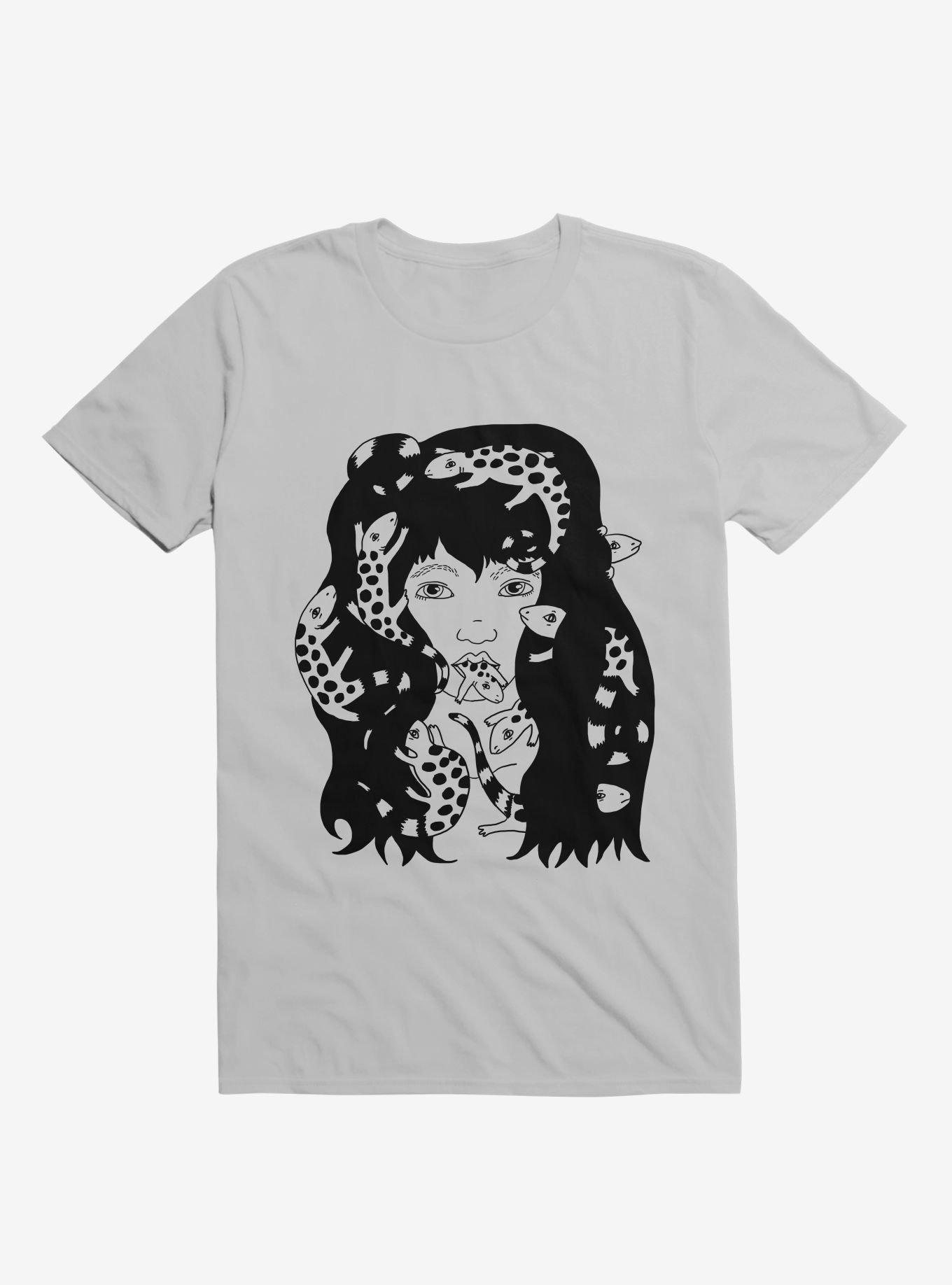 Lizard Eating Girl Lizzie Ice Grey T-Shirt, , hi-res