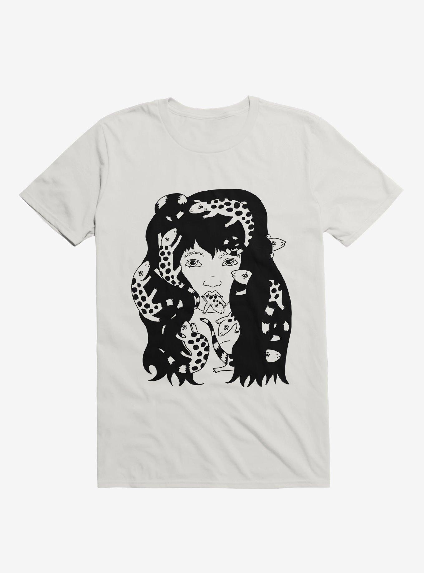 Lizard Eating Girl Lizzie White T-Shirt, , hi-res