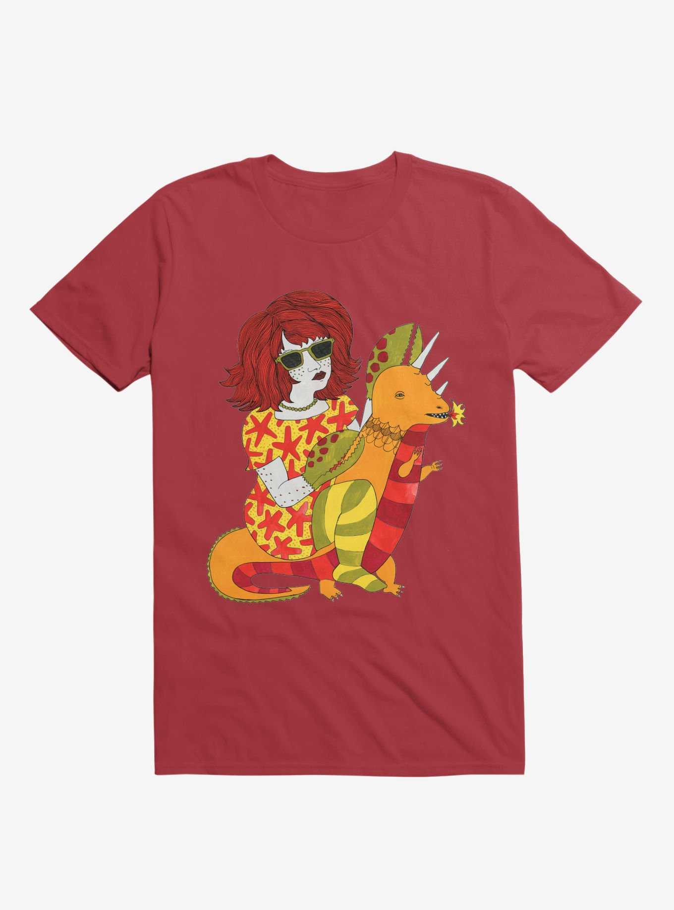 Baby Dragon And Starfish Dress Lobster Lady Red T-Shirt, , hi-res