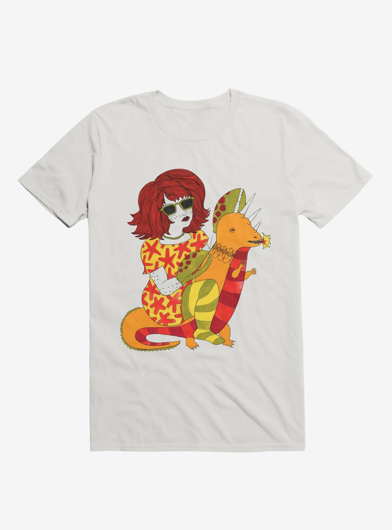 Baby Dragon And Starfish Dress Lobster Lady White T-Shirt, , hi-res