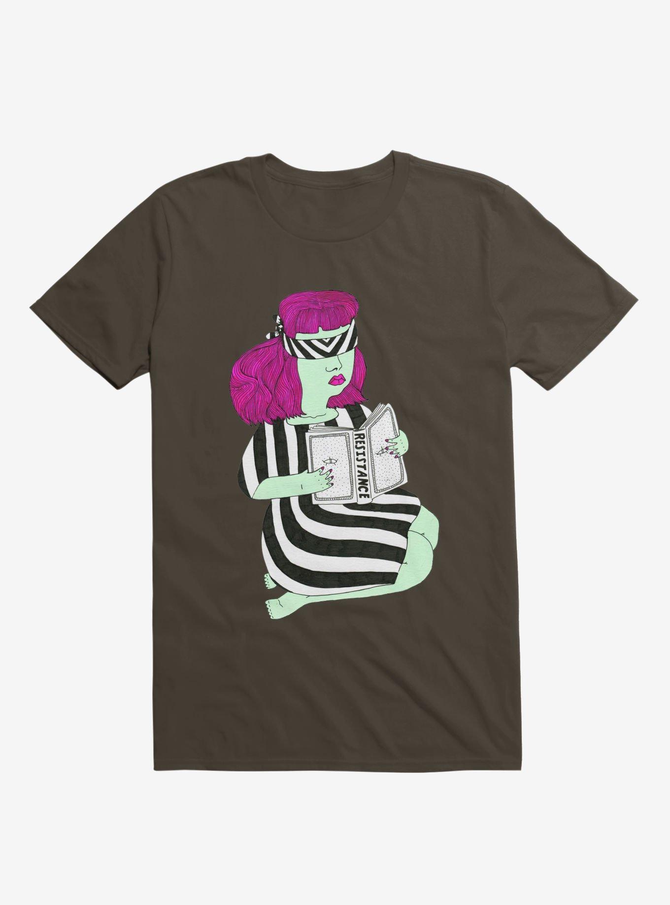 Not This Resistance Striped Blindfold Brown T-Shirt, BROWN, hi-res