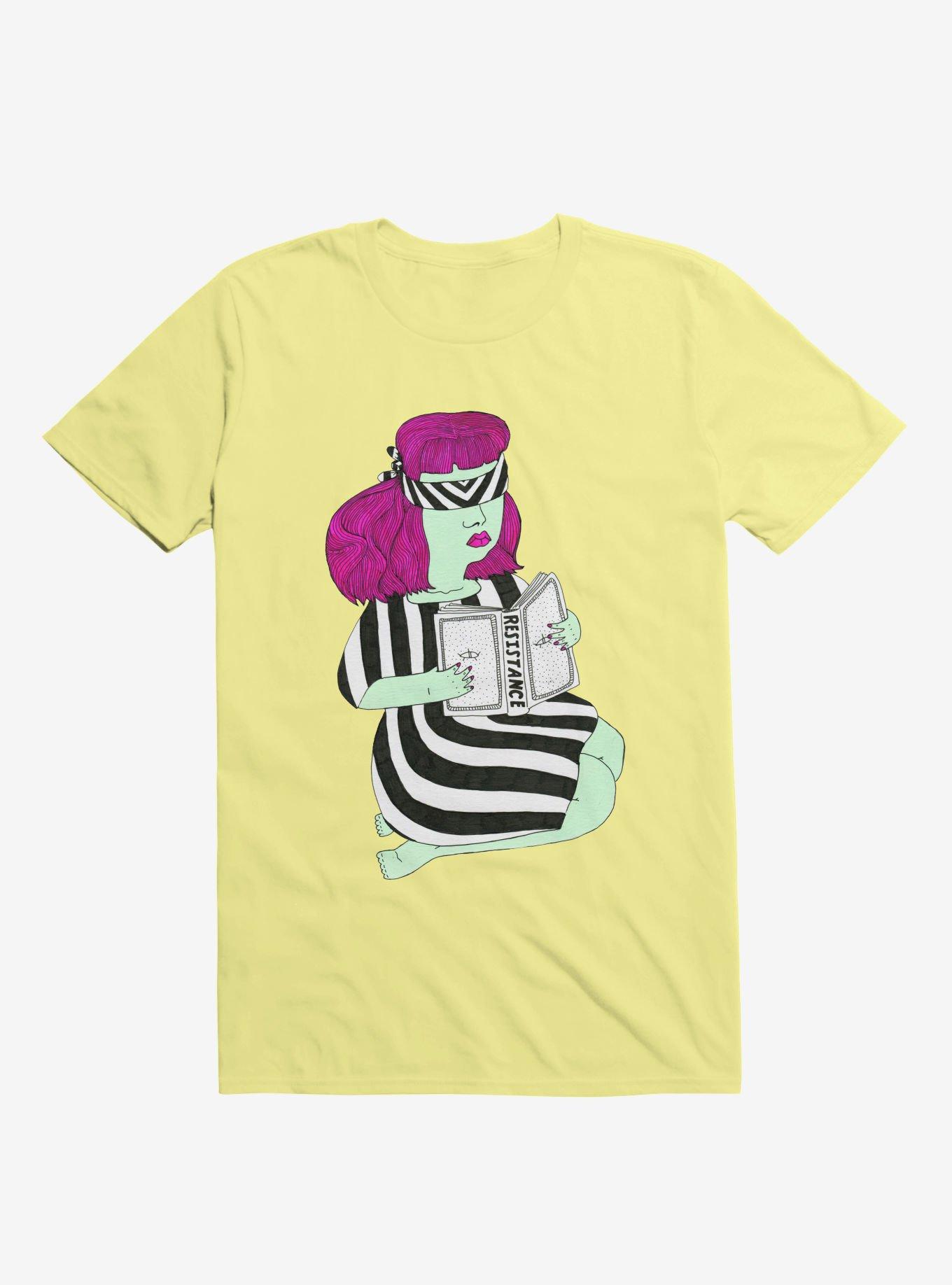 Not This Resistance Striped Blindfold Corn Silk Yellow T-Shirt
