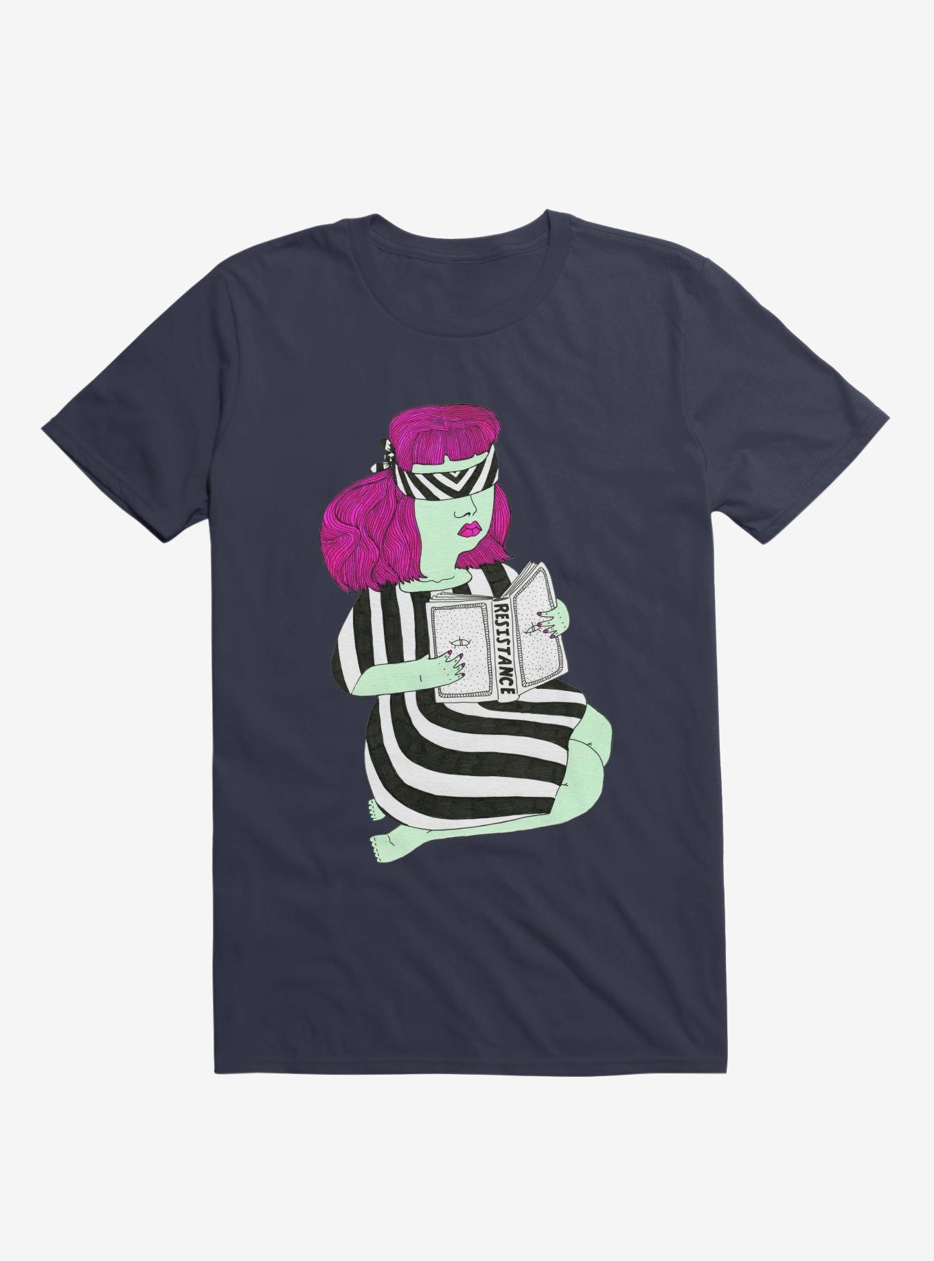 Not This Resistance Striped Blindfold Navy Blue T-Shirt, , hi-res