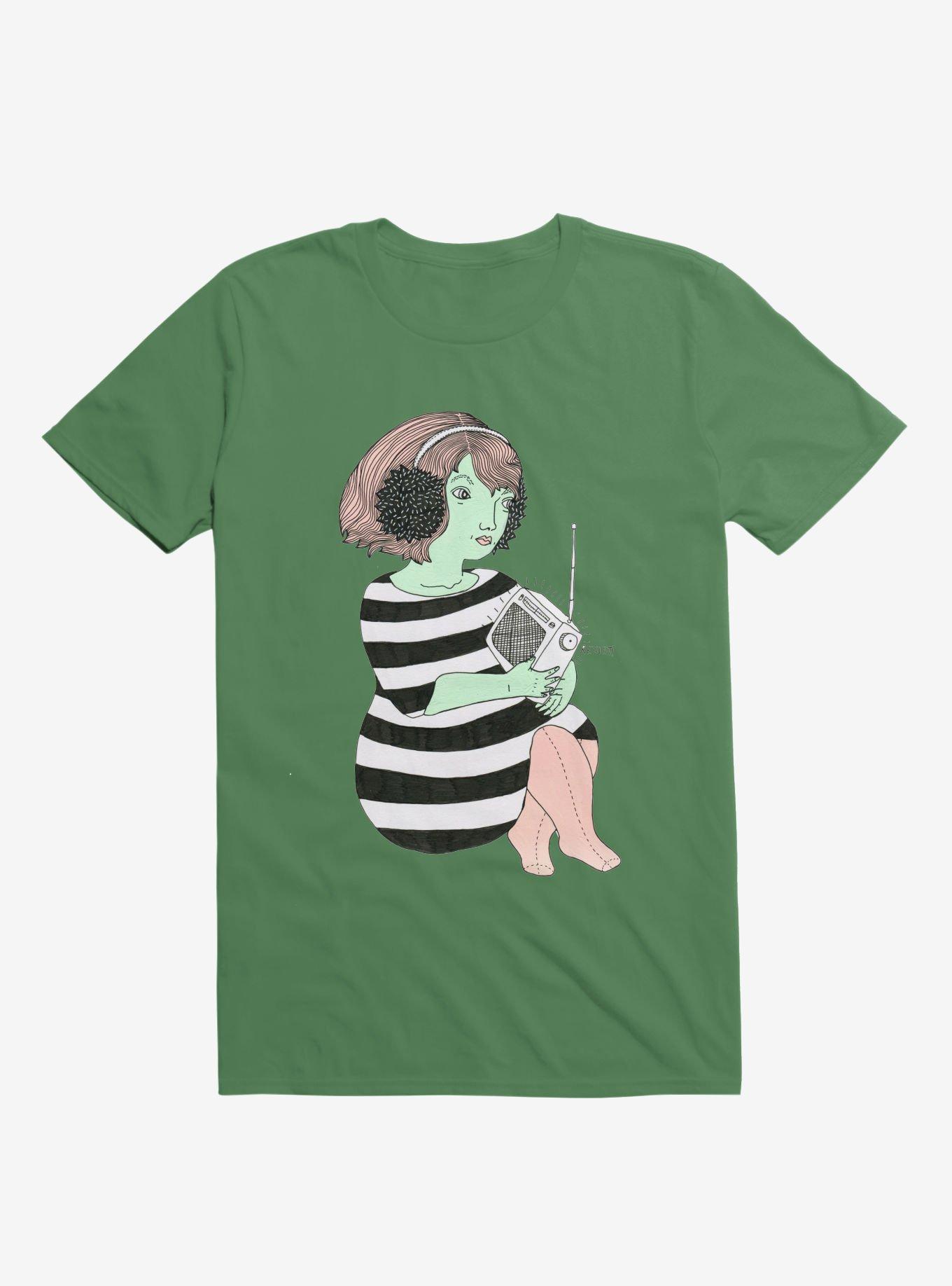 Not This Broadcast Radio Striped Dress Kelly Green T-Shirt, KELLY GREEN, hi-res