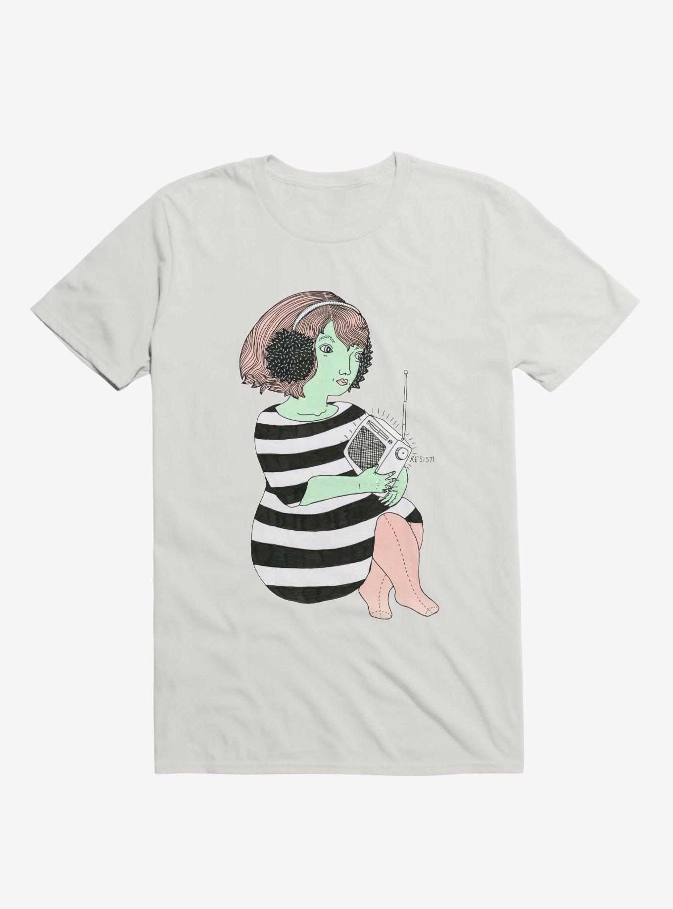 Not This Broadcast Radio Striped Dress White T-Shirt, , hi-res