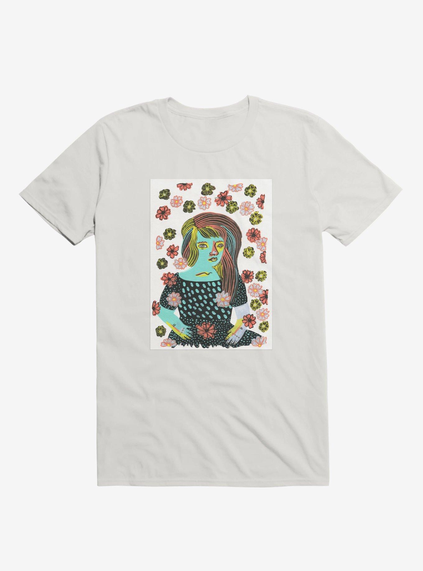Painted Lady Polka Dot Dress Flowers White T-Shirt, , hi-res
