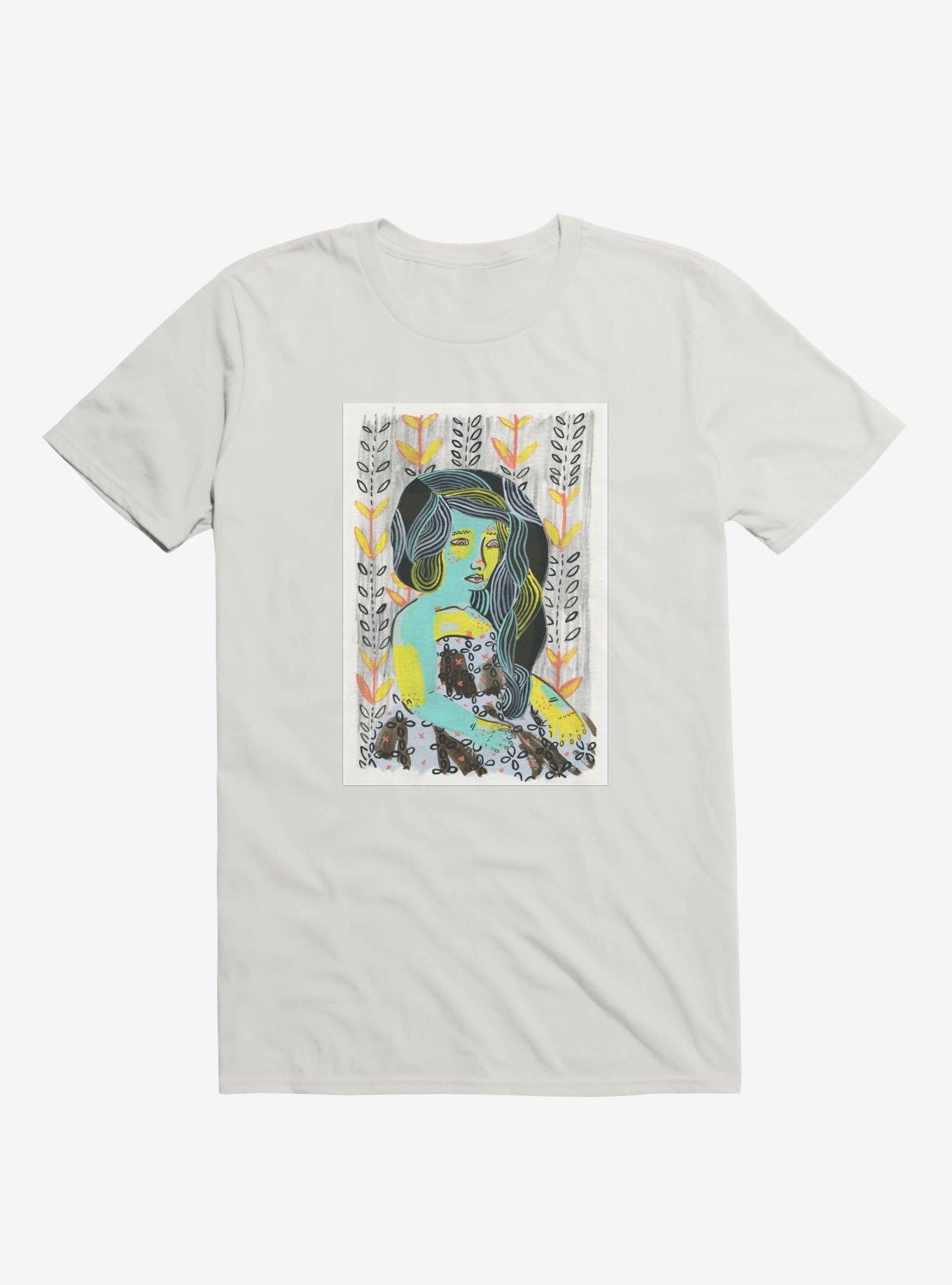 Painted Lady Leaves Dress White T-Shirt, , hi-res