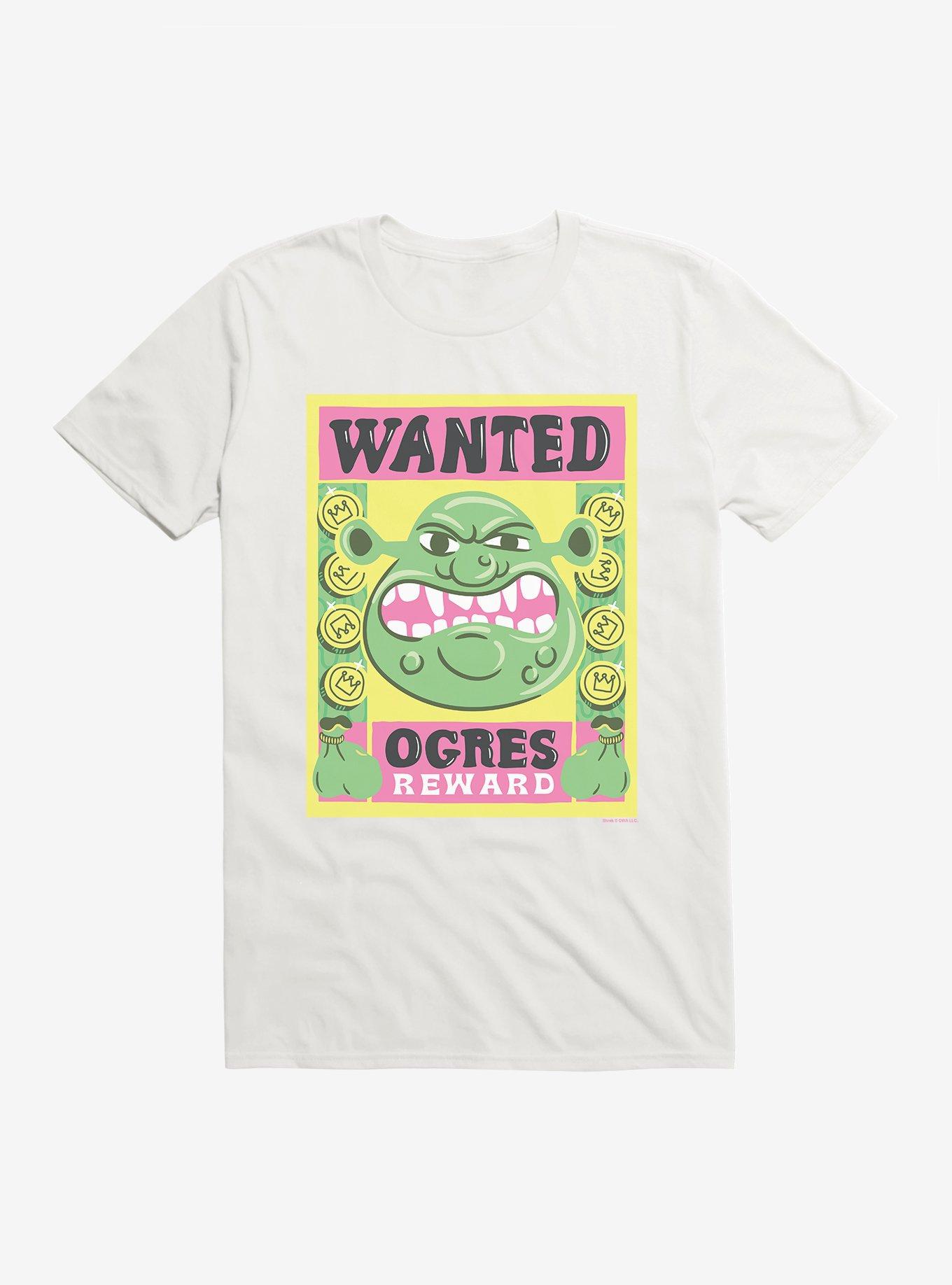 Shrek Wanted Ogres Poster T-Shirt, WHITE, hi-res
