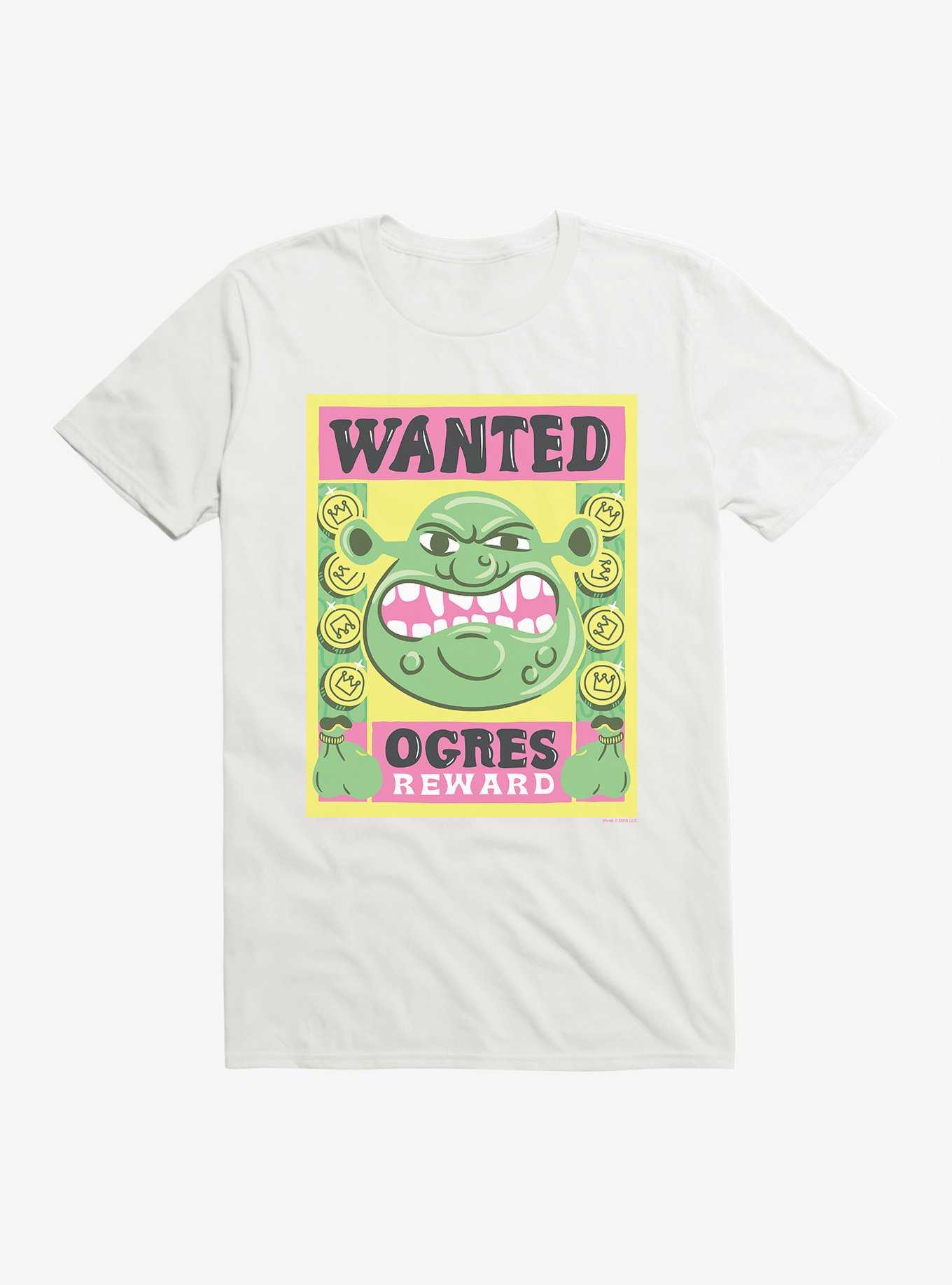 Shrek Wanted Ogres Poster T-Shirt, WHITE, hi-res