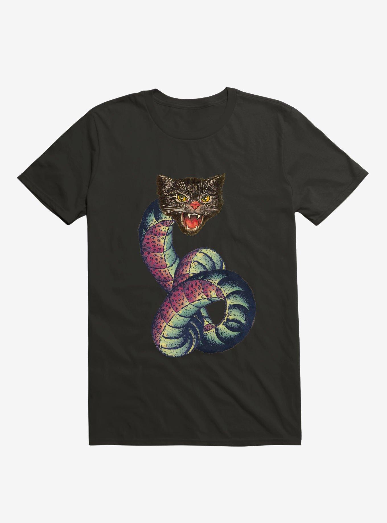 Snake-Cat T-shirt, BLACK, hi-res