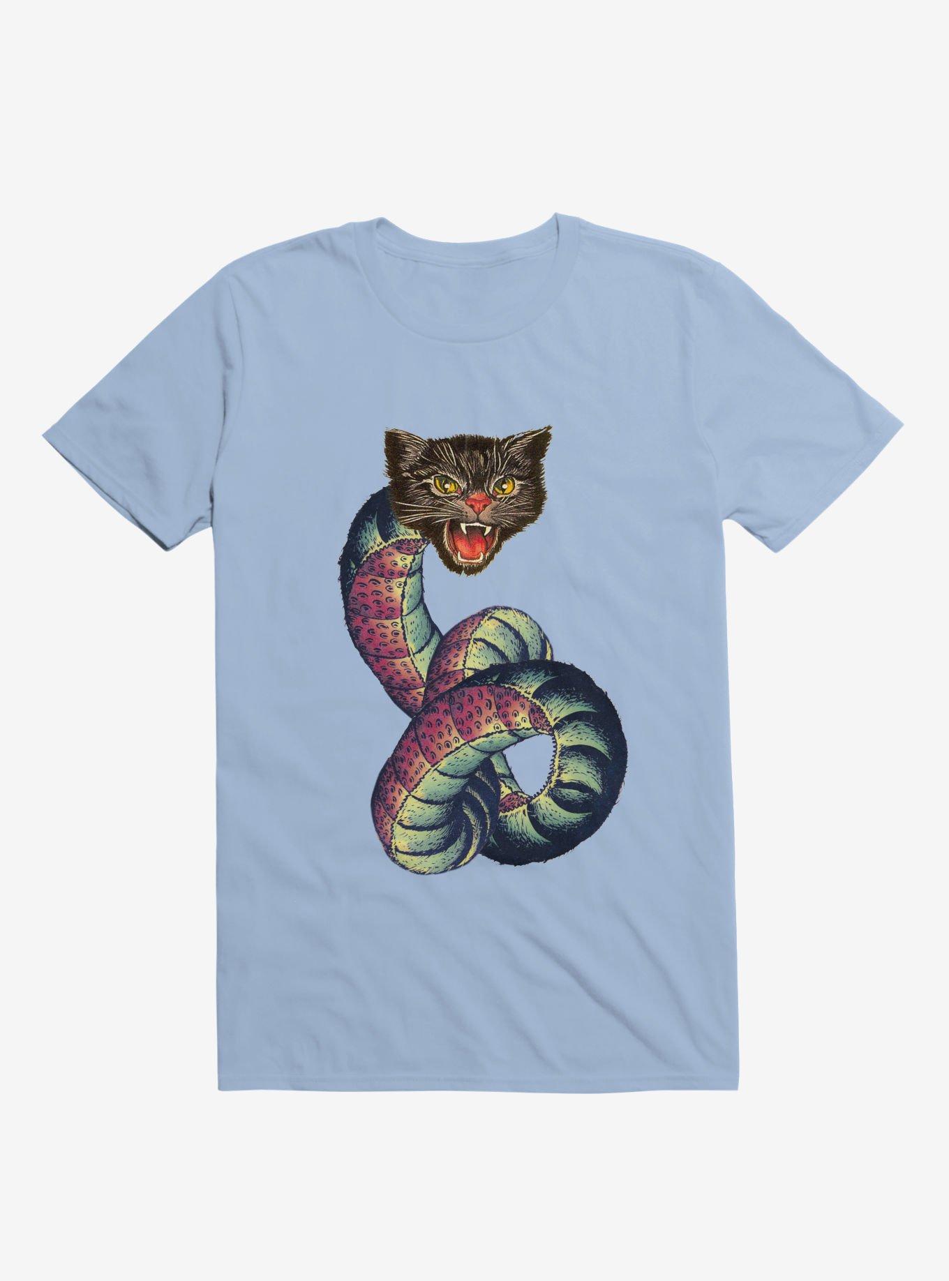 Snake-Cat T-shirt, LIGHT BLUE, hi-res