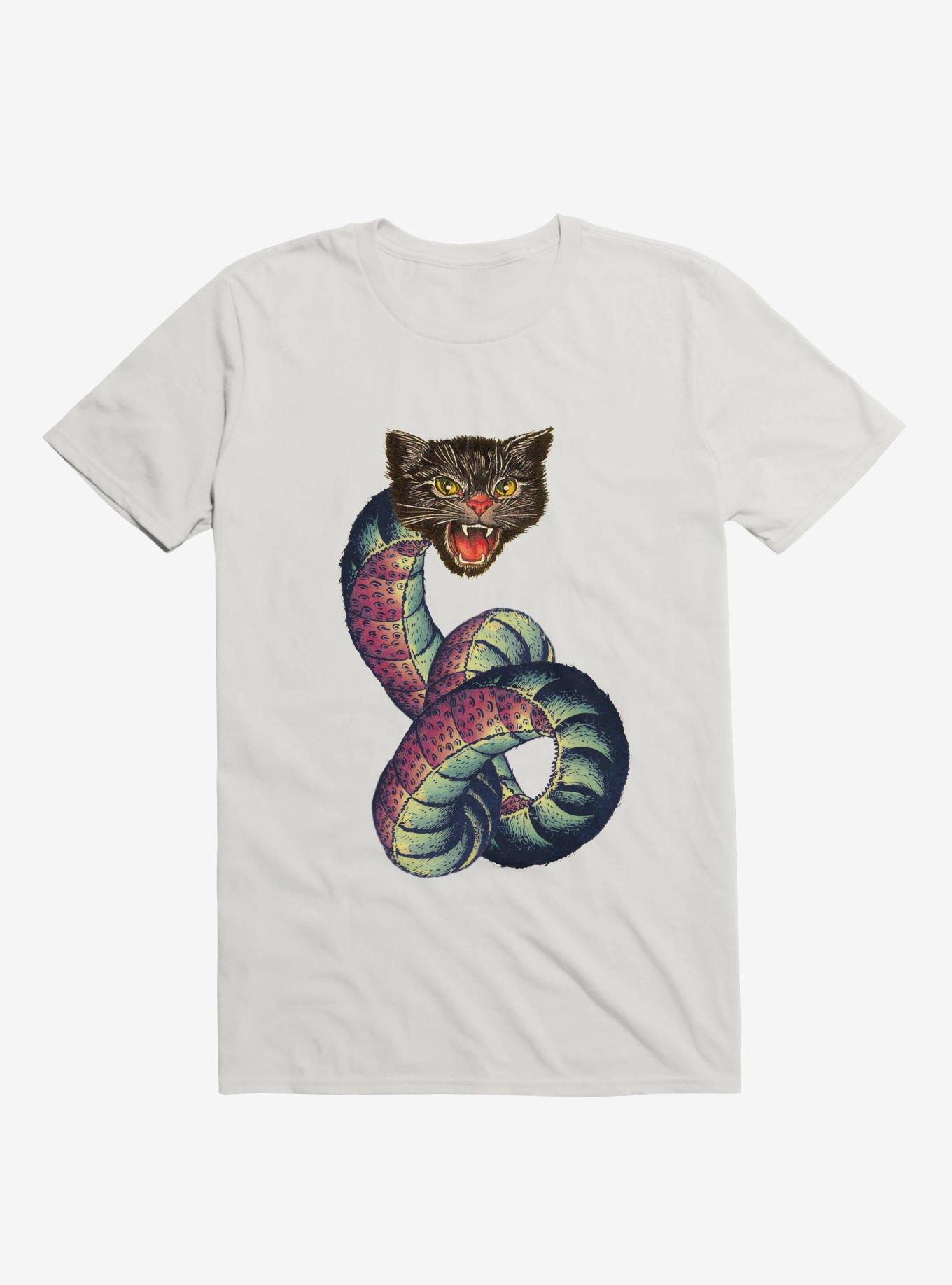 Snake-Cat T-shirt, WHITE, hi-res