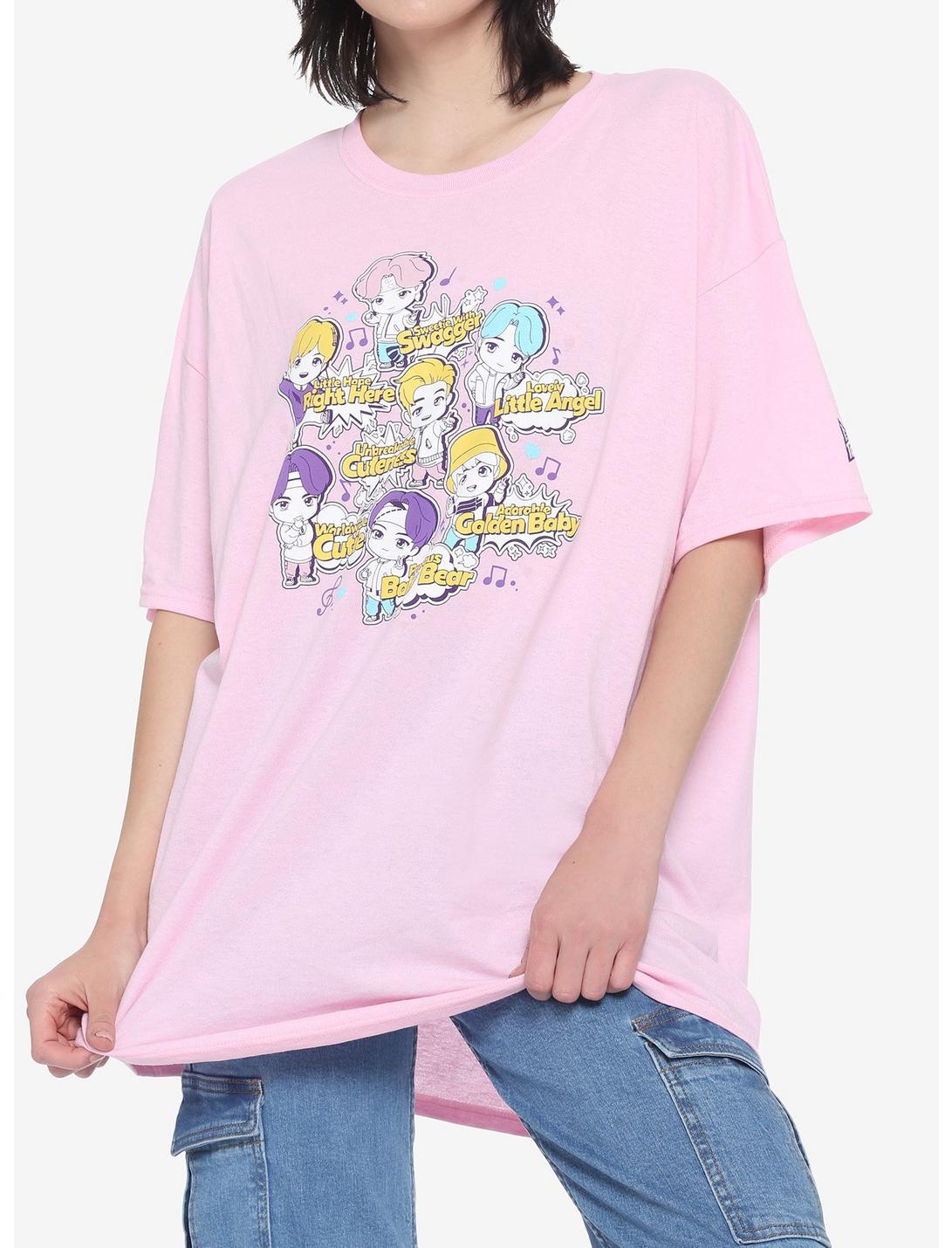 TinyTAN Character Pink Oversized Girls T-Shirt Inspired By BTS, PINK, hi-res